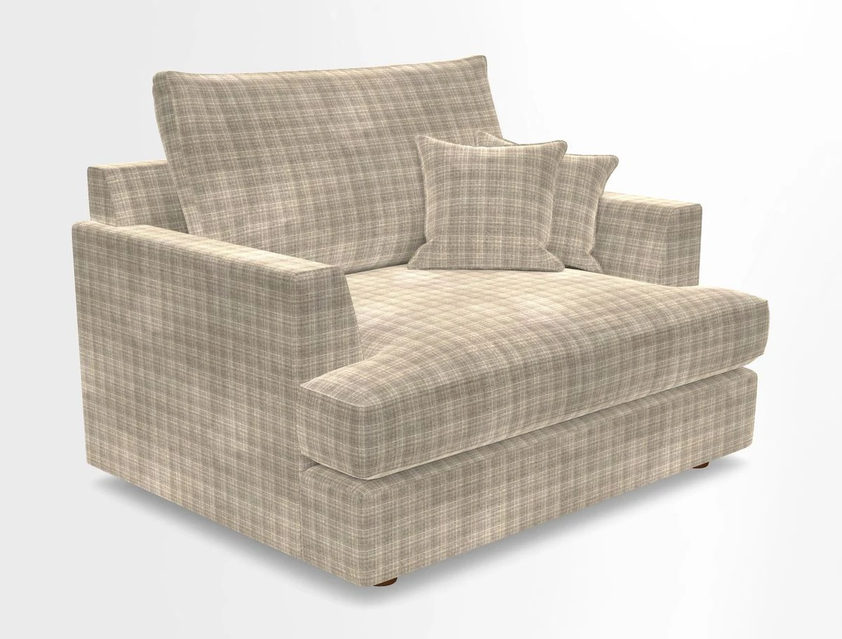 Slingsby Snuggler Fitted Cover Sofa in Two Tone Plain Biscuit.  Loose cover version available