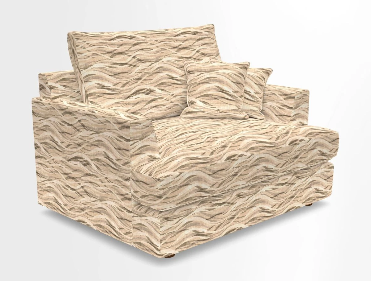 Slingsby Snuggler Fitted Cover Sofa in Two Tone Plain Biscuit.  Loose cover version available