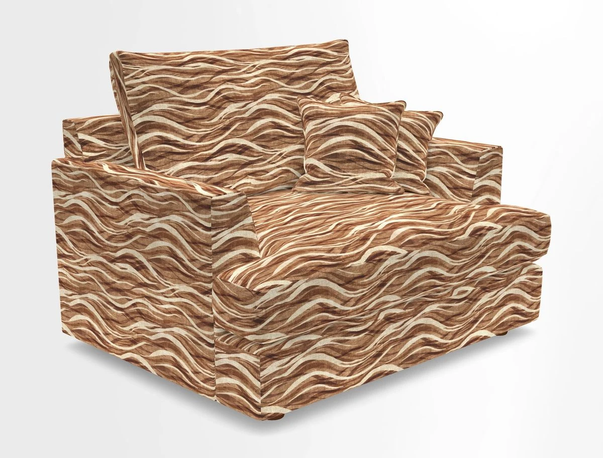Slingsby Snuggler Fitted Cover Sofa in Two Tone Plain Biscuit.  Loose cover version available