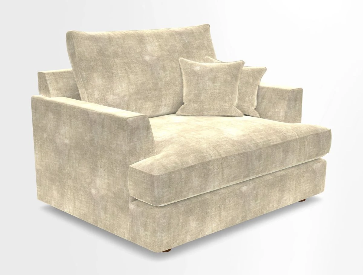 Slingsby Snuggler Fitted Cover Sofa in Two Tone Plain Biscuit.  Loose cover version available