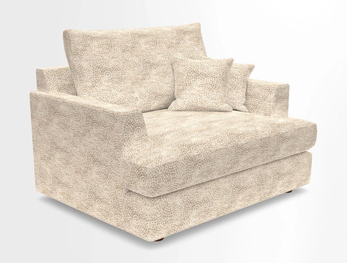 Slingsby Snuggler Fitted Cover Sofa in Two Tone Plain Biscuit.  Loose cover version available