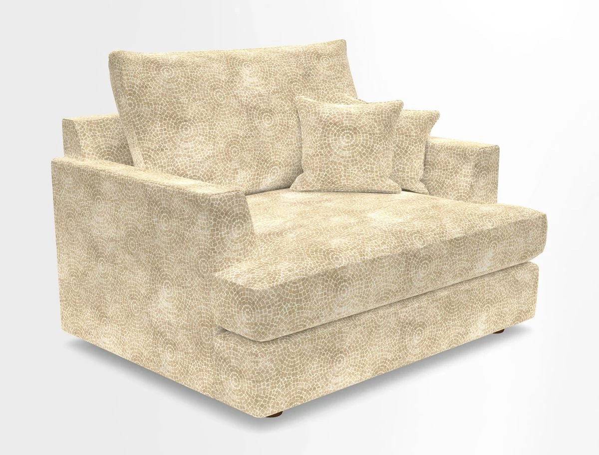 Slingsby Snuggler Fitted Cover Sofa in Two Tone Plain Biscuit.  Loose cover version available