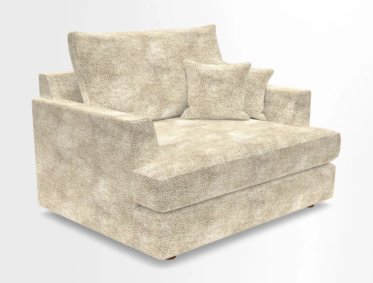 Slingsby Snuggler Fitted Cover Sofa in Two Tone Plain Biscuit.  Loose cover version available