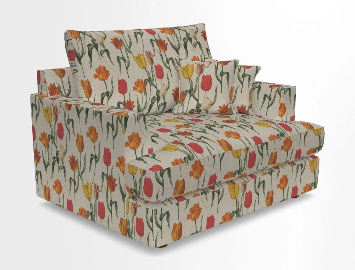 Slingsby Snuggler Fitted Cover Sofa in Two Tone Plain Biscuit.  Loose cover version available
