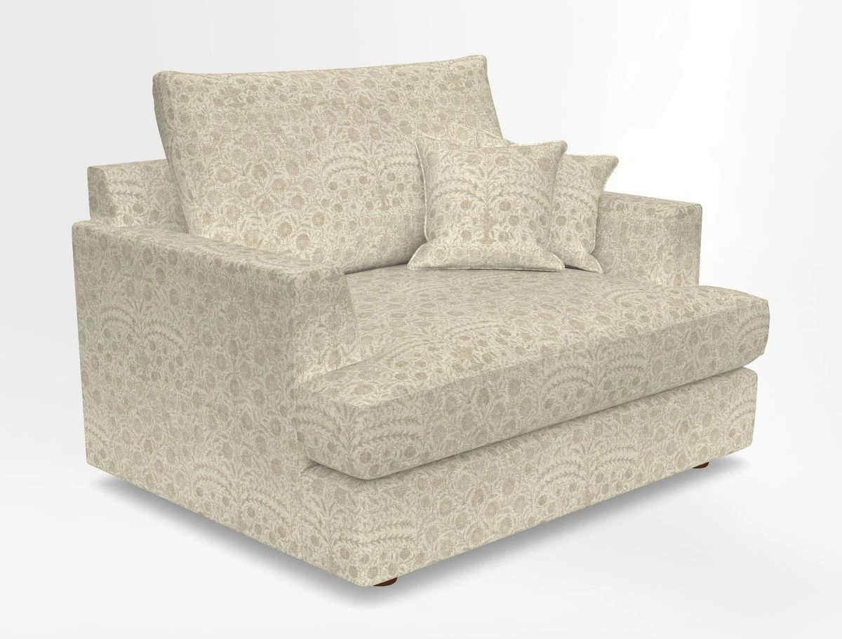 Slingsby Snuggler Fitted Cover Sofa in Two Tone Plain Biscuit.  Loose cover version available