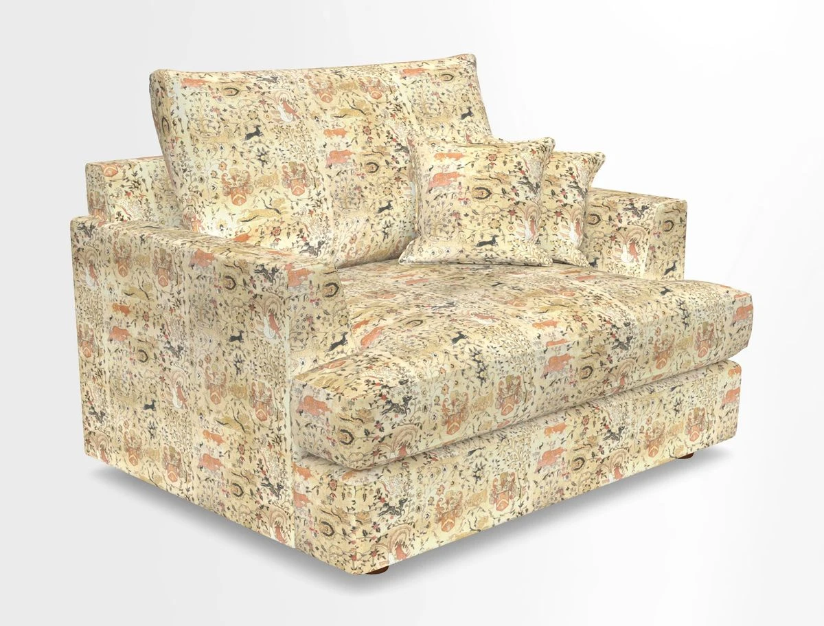 Slingsby Snuggler Fitted Cover Sofa in Two Tone Plain Biscuit.  Loose cover version available