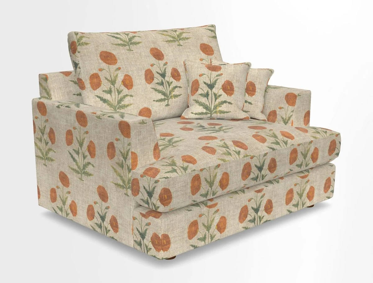 Slingsby Snuggler Fitted Cover Sofa in Two Tone Plain Biscuit.  Loose cover version available