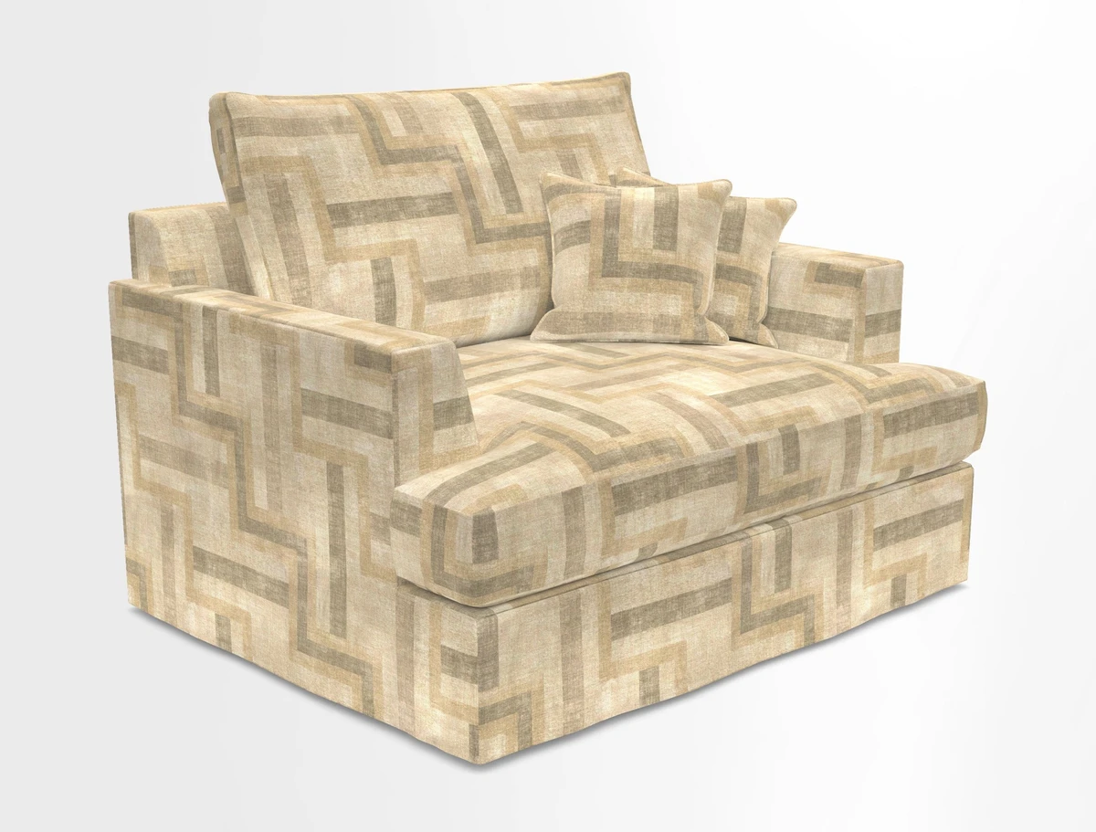 Slingsby Snuggler Fitted Cover Sofa in Two Tone Plain Biscuit.  Loose cover version available