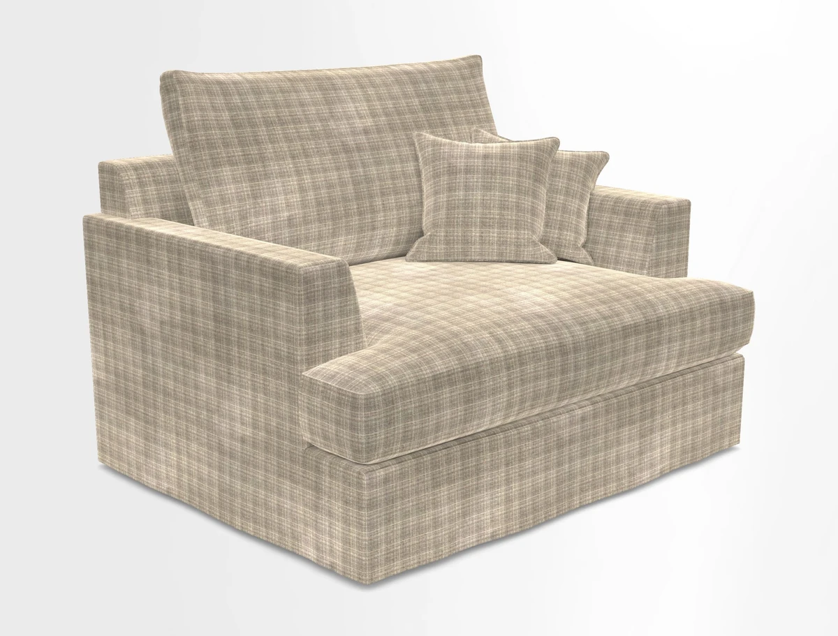 Slingsby Snuggler Fitted Cover Sofa in Two Tone Plain Biscuit.  Loose cover version available