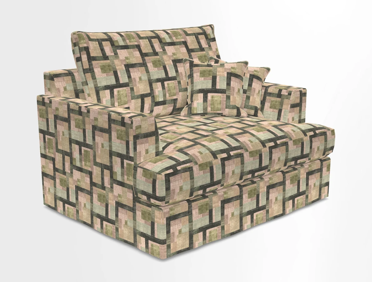 Slingsby Snuggler Fitted Cover Sofa in Two Tone Plain Biscuit.  Loose cover version available