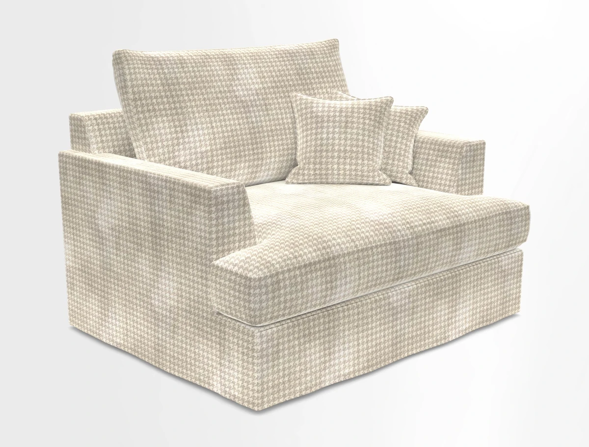 Slingsby Snuggler Fitted Cover Sofa in Two Tone Plain Biscuit.  Loose cover version available