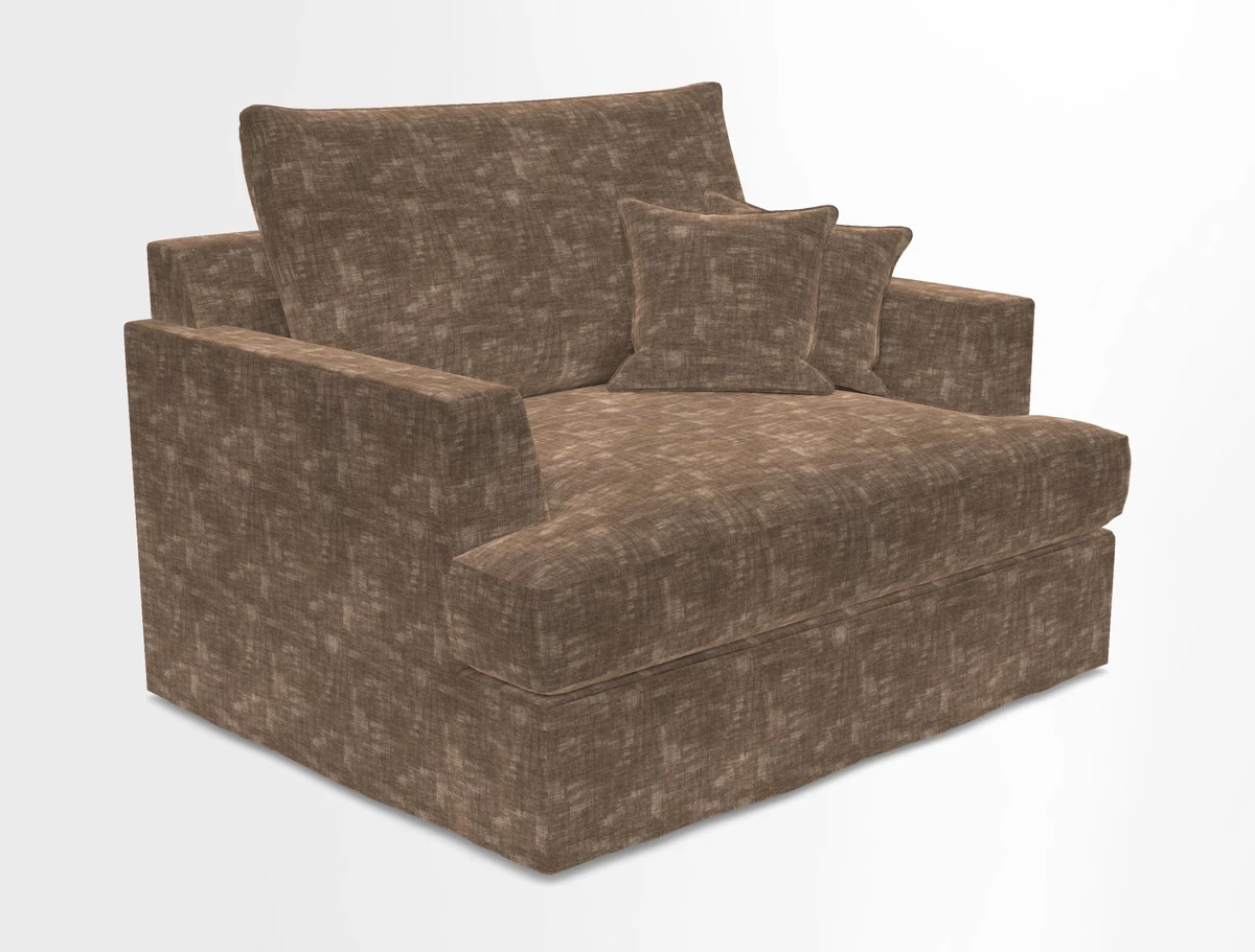 Slingsby Snuggler Fitted Cover Sofa in Two Tone Plain Biscuit.  Loose cover version available