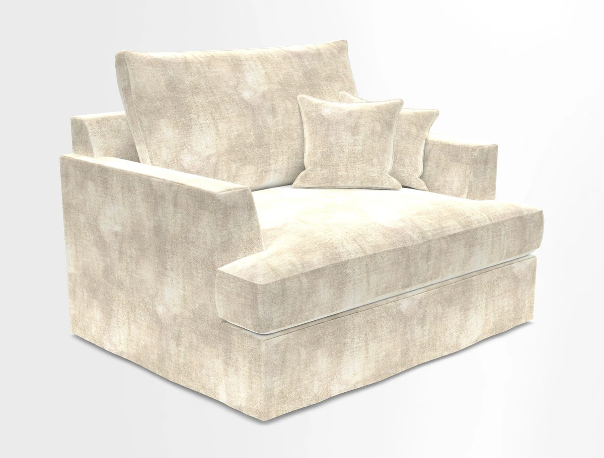 Slingsby Snuggler Fitted Cover Sofa in Two Tone Plain Biscuit.  Loose cover version available