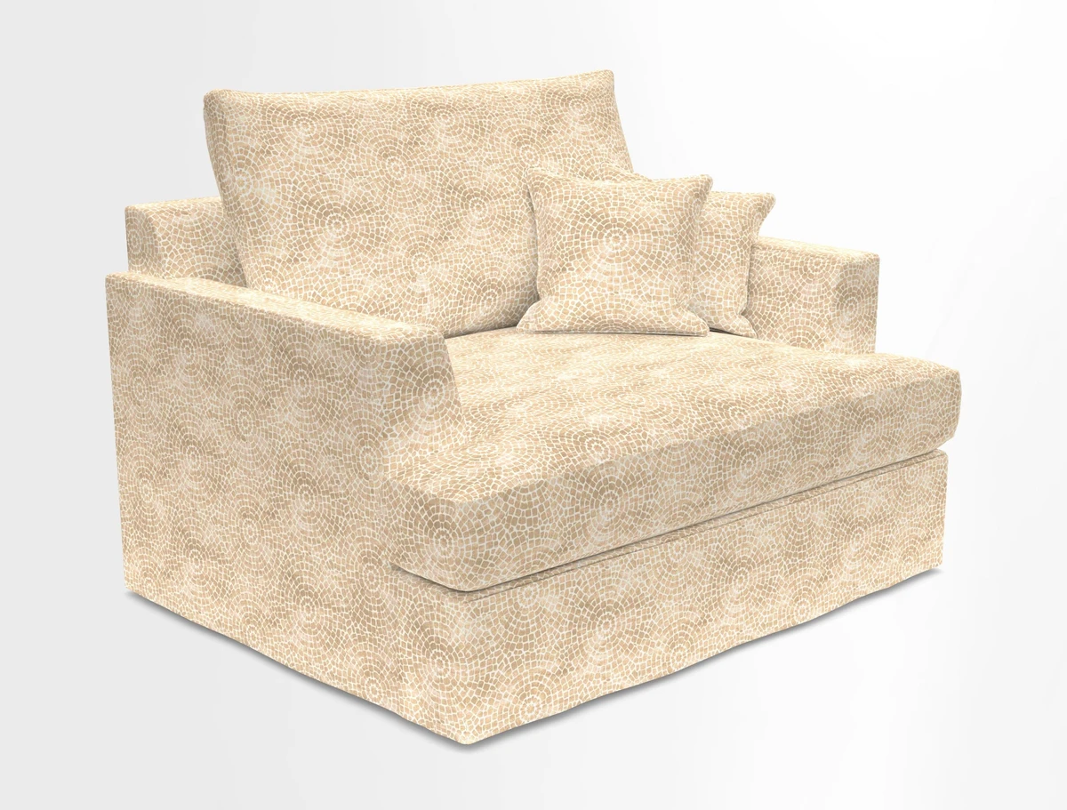 Slingsby Snuggler Fitted Cover Sofa in Two Tone Plain Biscuit.  Loose cover version available