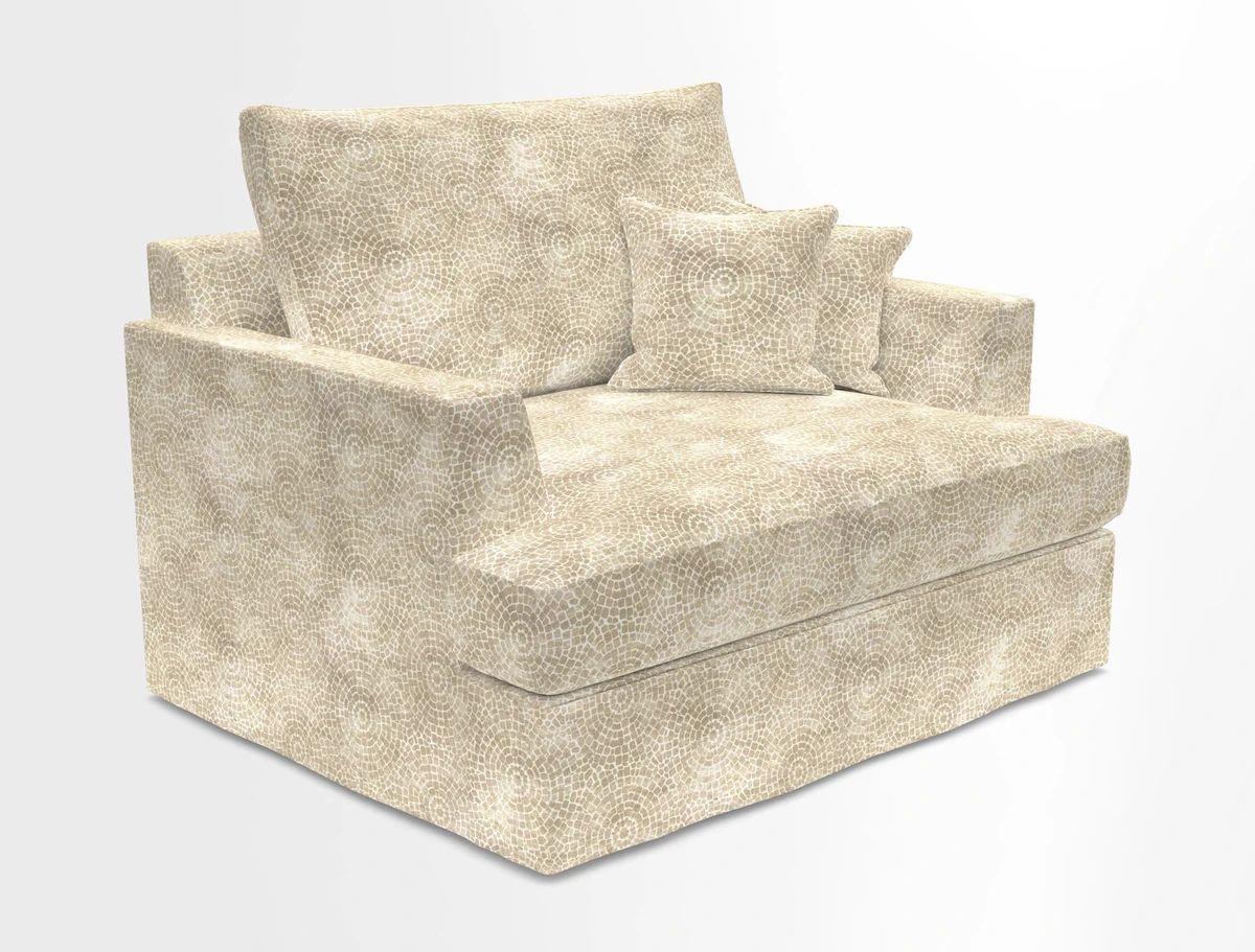 Slingsby Snuggler Fitted Cover Sofa in Two Tone Plain Biscuit.  Loose cover version available