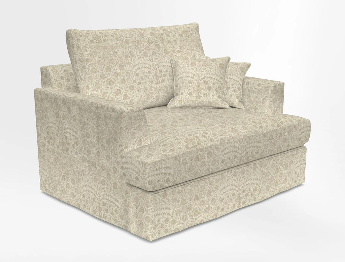 Slingsby Snuggler Fitted Cover Sofa in Two Tone Plain Biscuit.  Loose cover version available