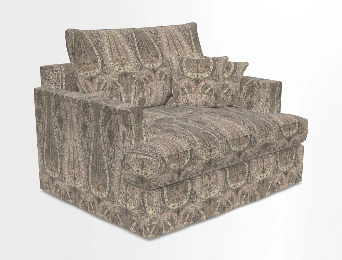Slingsby Snuggler Fitted Cover Sofa in Two Tone Plain Biscuit.  Loose cover version available