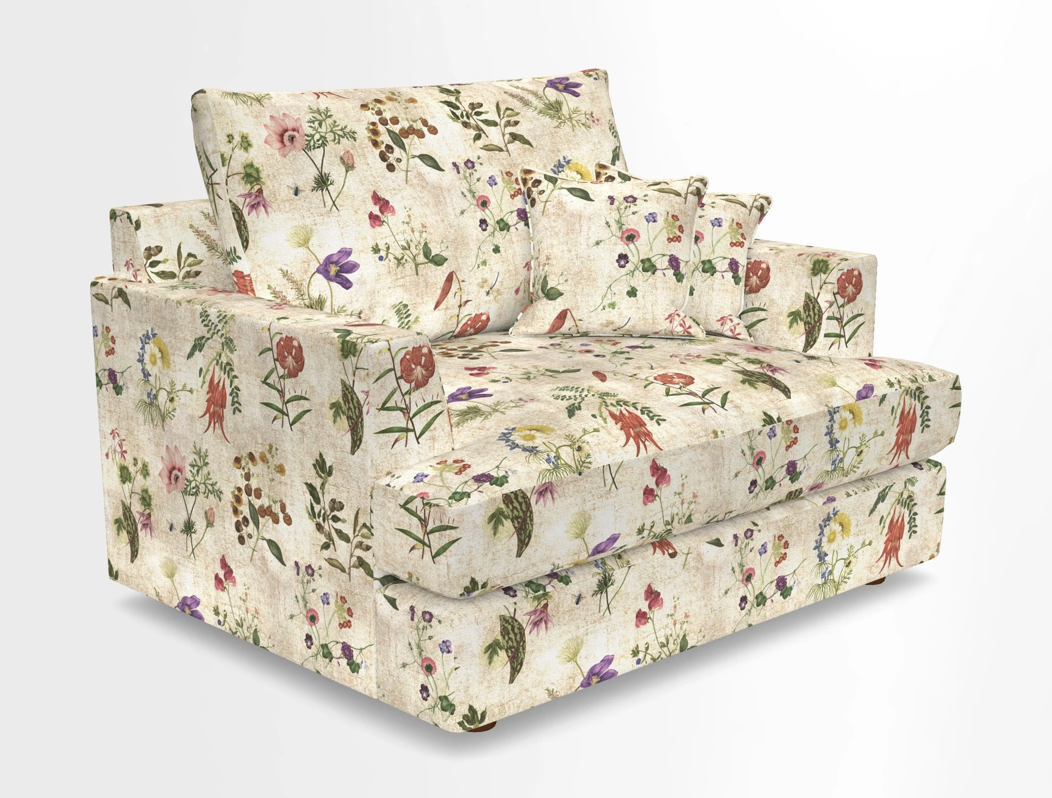 Slingsby Snuggler Fitted Cover Sofa in Two Tone Plain Biscuit.  Loose cover version available