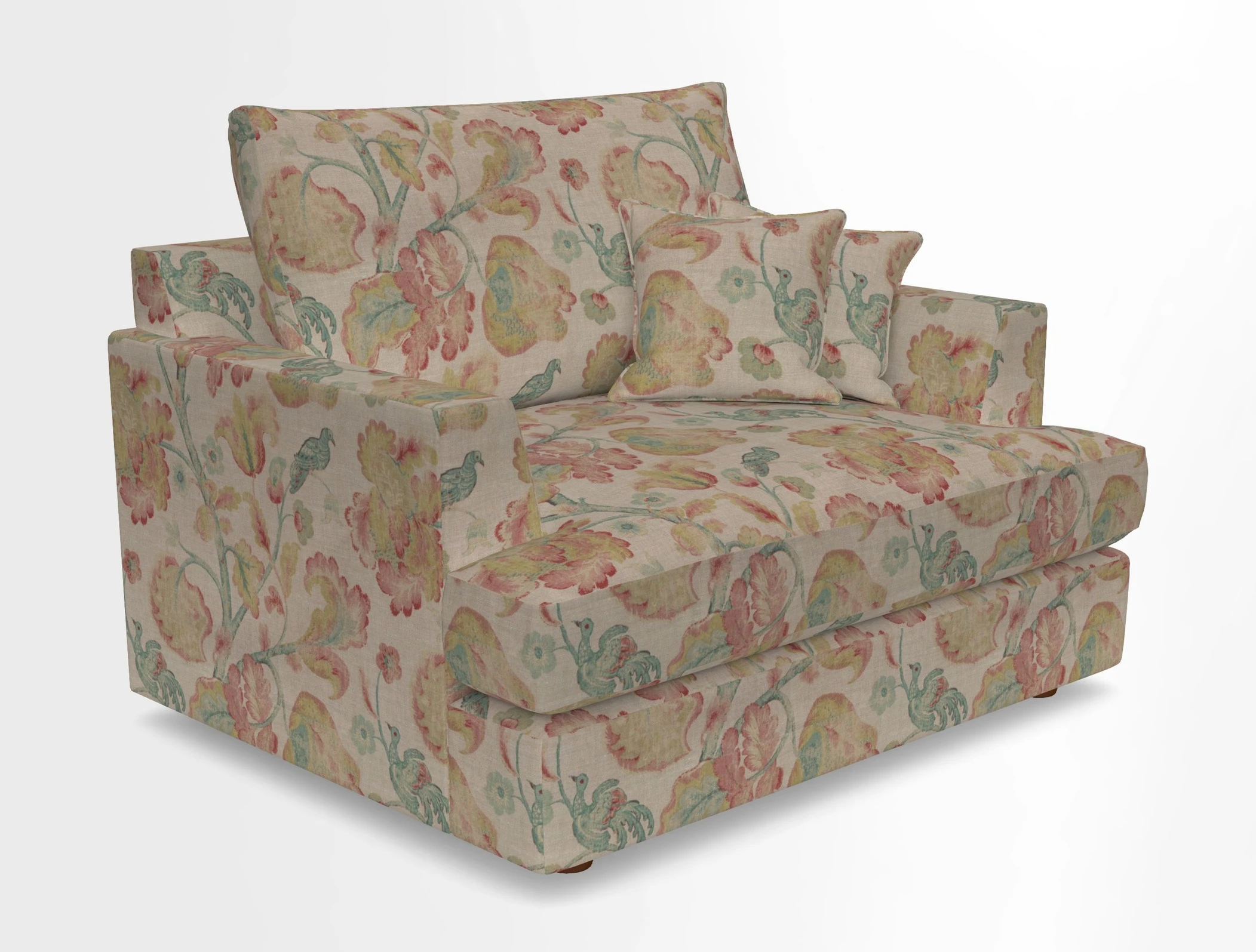 Slingsby Snuggler Fitted Cover Sofa in Two Tone Plain Biscuit.  Loose cover version available