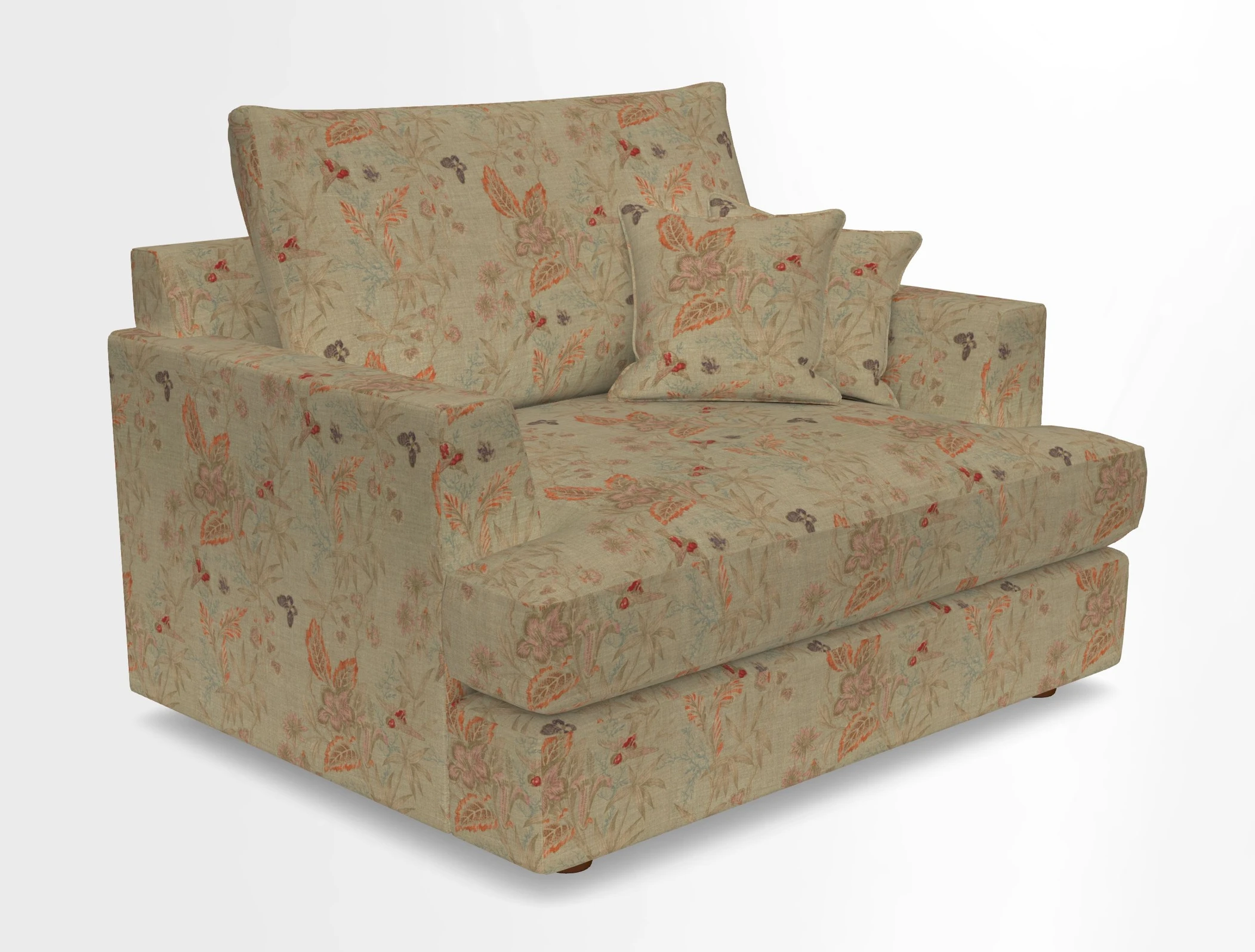Slingsby Snuggler Fitted Cover Sofa in Two Tone Plain Biscuit.  Loose cover version available