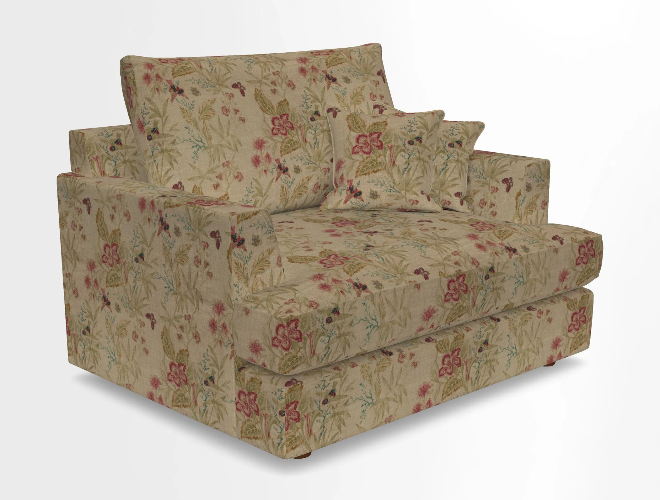 Slingsby Snuggler Fitted Cover Sofa in Two Tone Plain Biscuit.  Loose cover version available