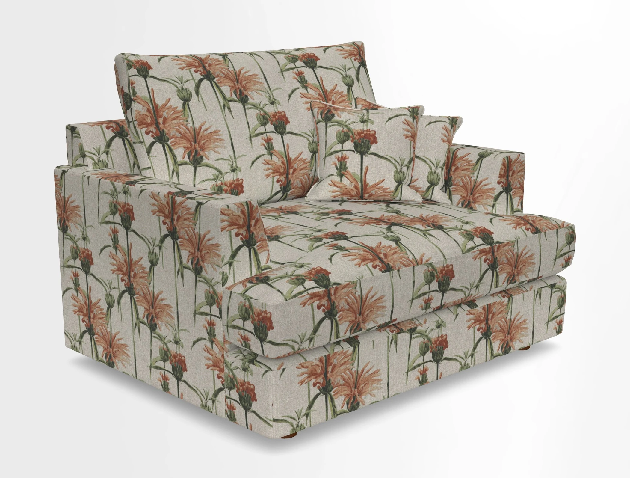 Slingsby Snuggler Fitted Cover Sofa in Two Tone Plain Biscuit.  Loose cover version available