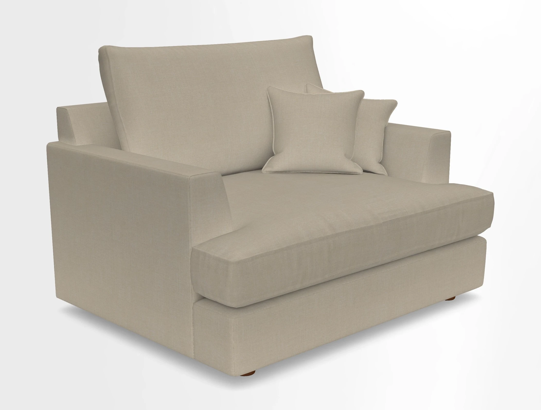 Slingsby Snuggler Fitted Cover Sofa in Two Tone Plain Biscuit.  Loose cover version available
