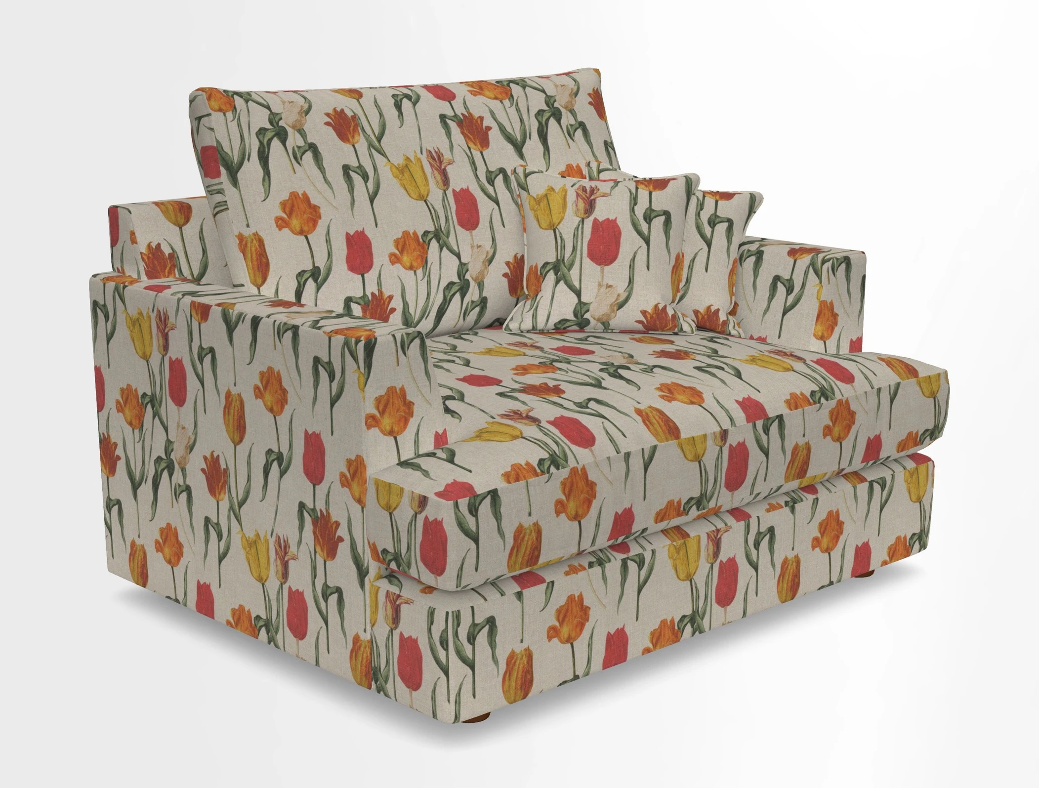 Slingsby Snuggler Fitted Cover Sofa in Two Tone Plain Biscuit.  Loose cover version available
