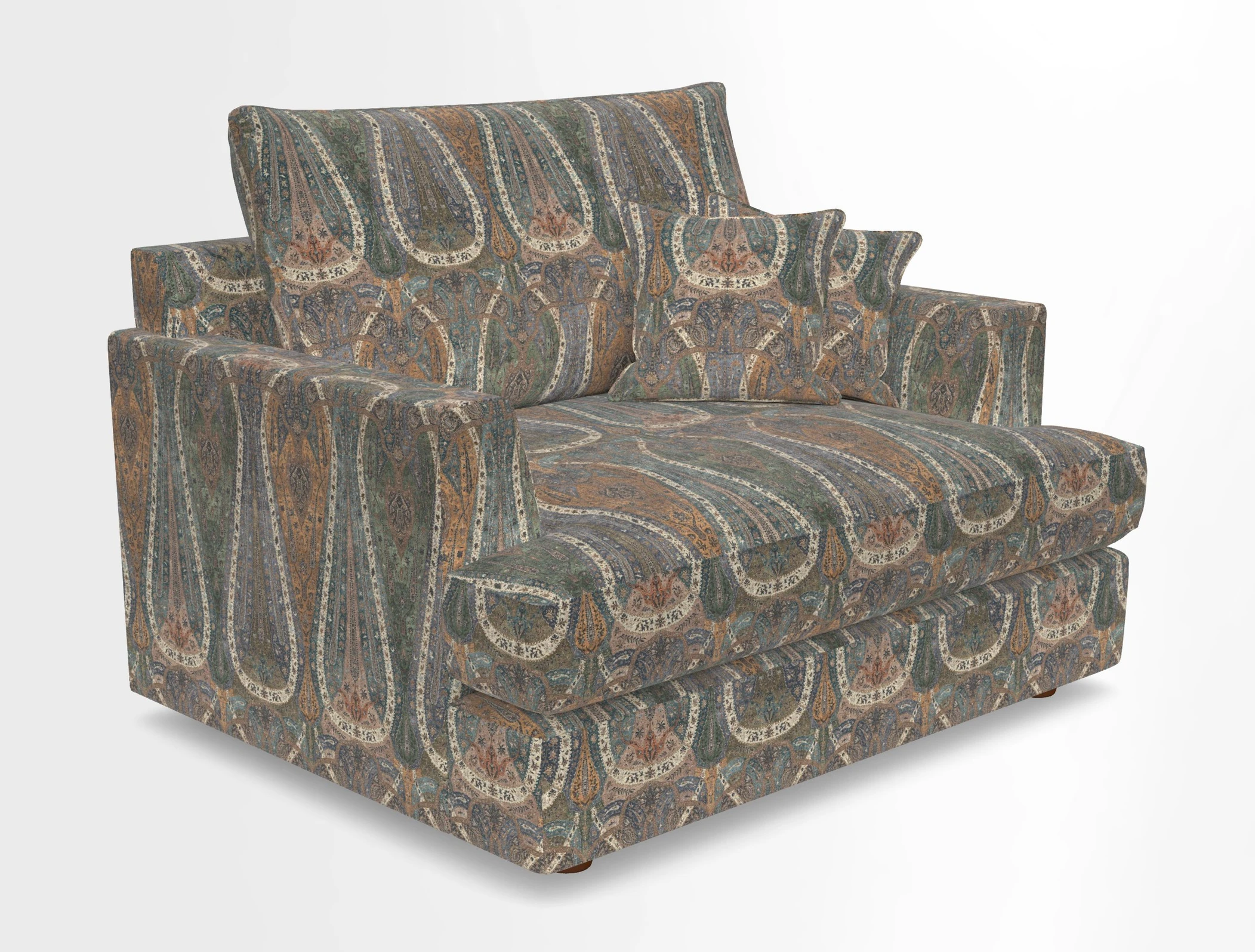 Slingsby Snuggler Fitted Cover Sofa in Two Tone Plain Biscuit.  Loose cover version available
