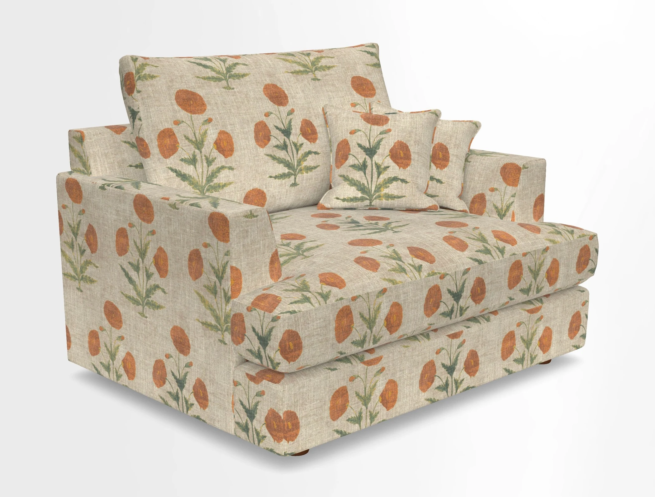 Slingsby Snuggler Fitted Cover Sofa in Two Tone Plain Biscuit.  Loose cover version available