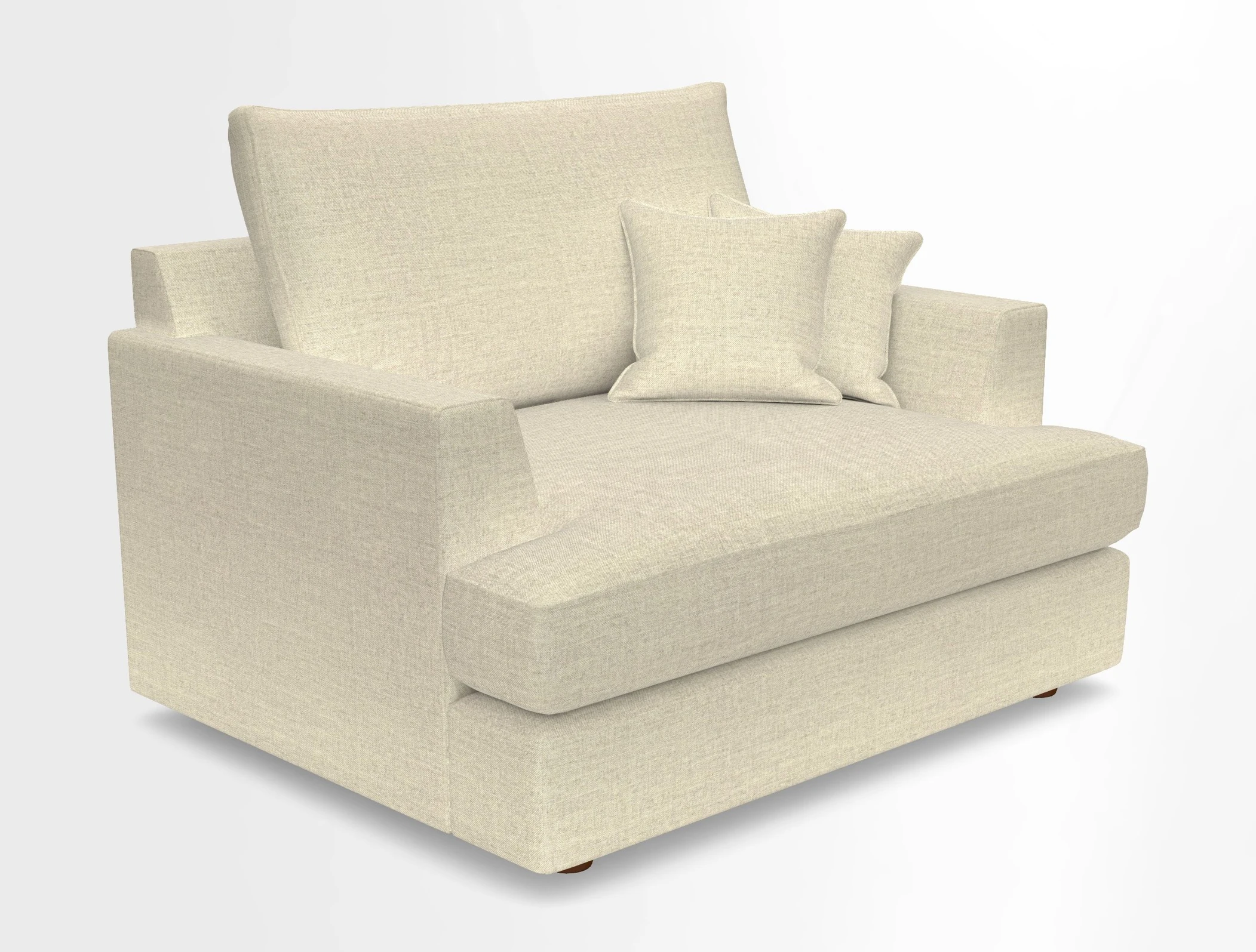 Slingsby Snuggler Fitted Cover Sofa in Two Tone Plain Biscuit.  Loose cover version available