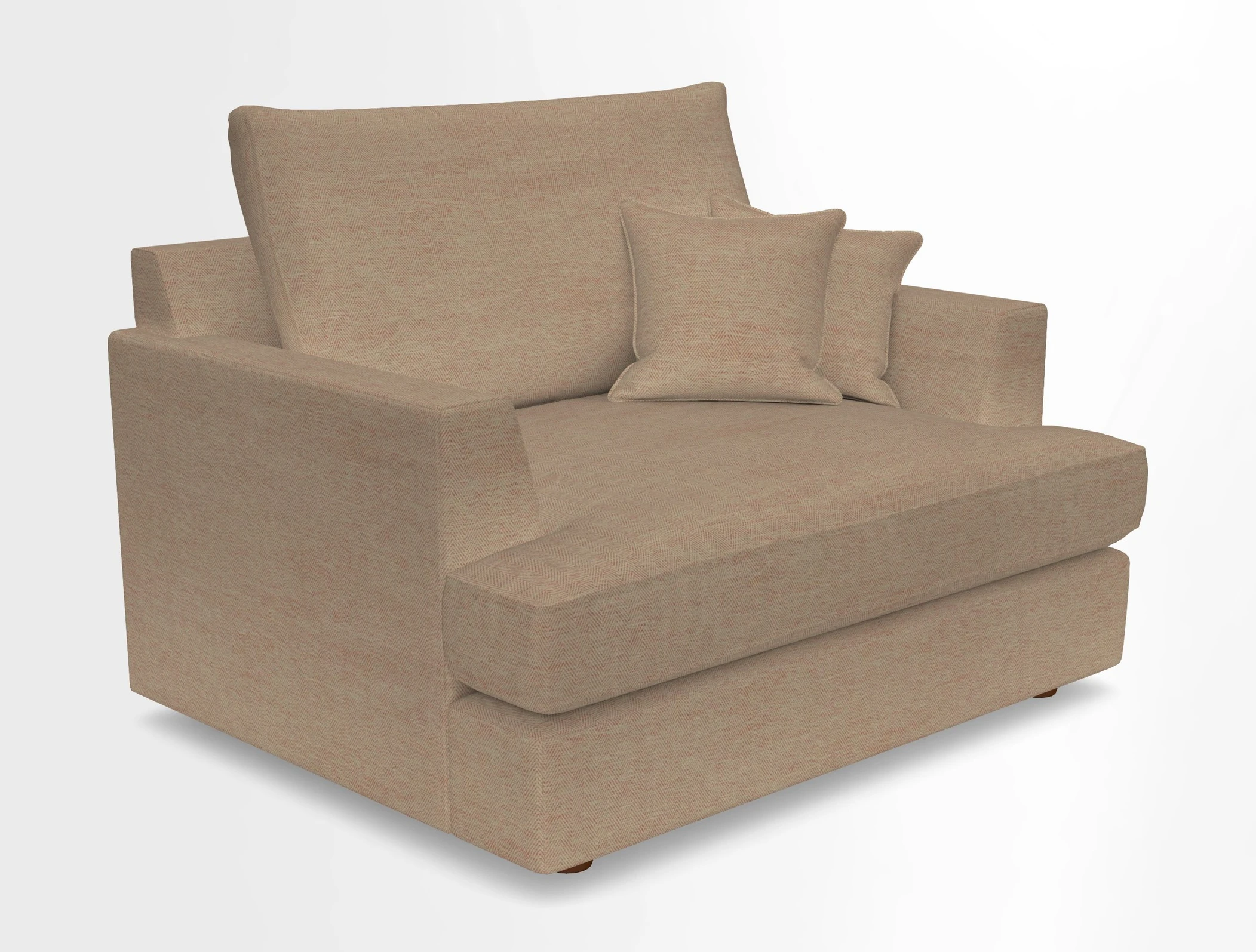 Slingsby Snuggler Fitted Cover Sofa in Two Tone Plain Biscuit.  Loose cover version available
