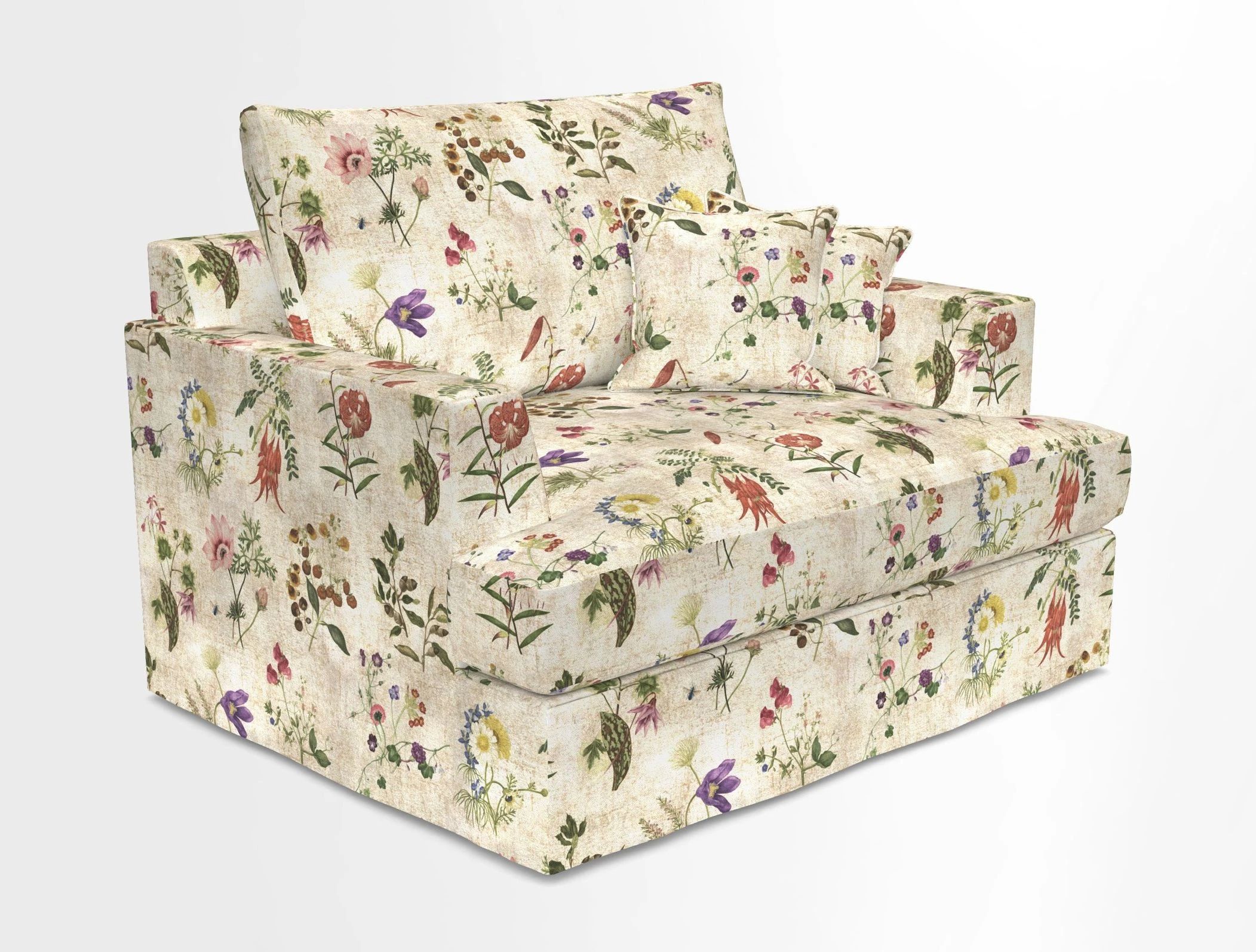 Slingsby Snuggler Fitted Cover Sofa in Two Tone Plain Biscuit.  Loose cover version available