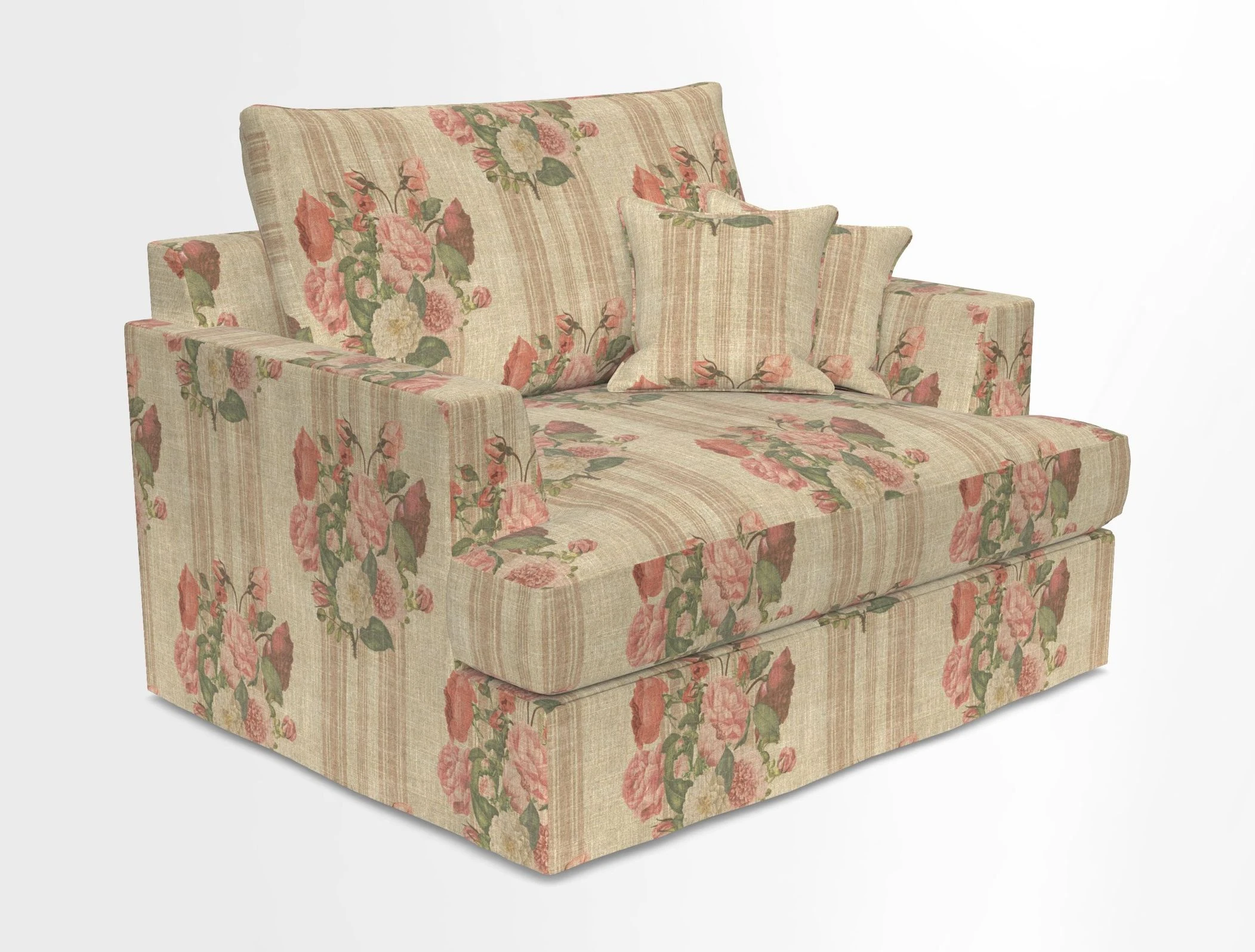 Slingsby Snuggler Fitted Cover Sofa in Two Tone Plain Biscuit.  Loose cover version available