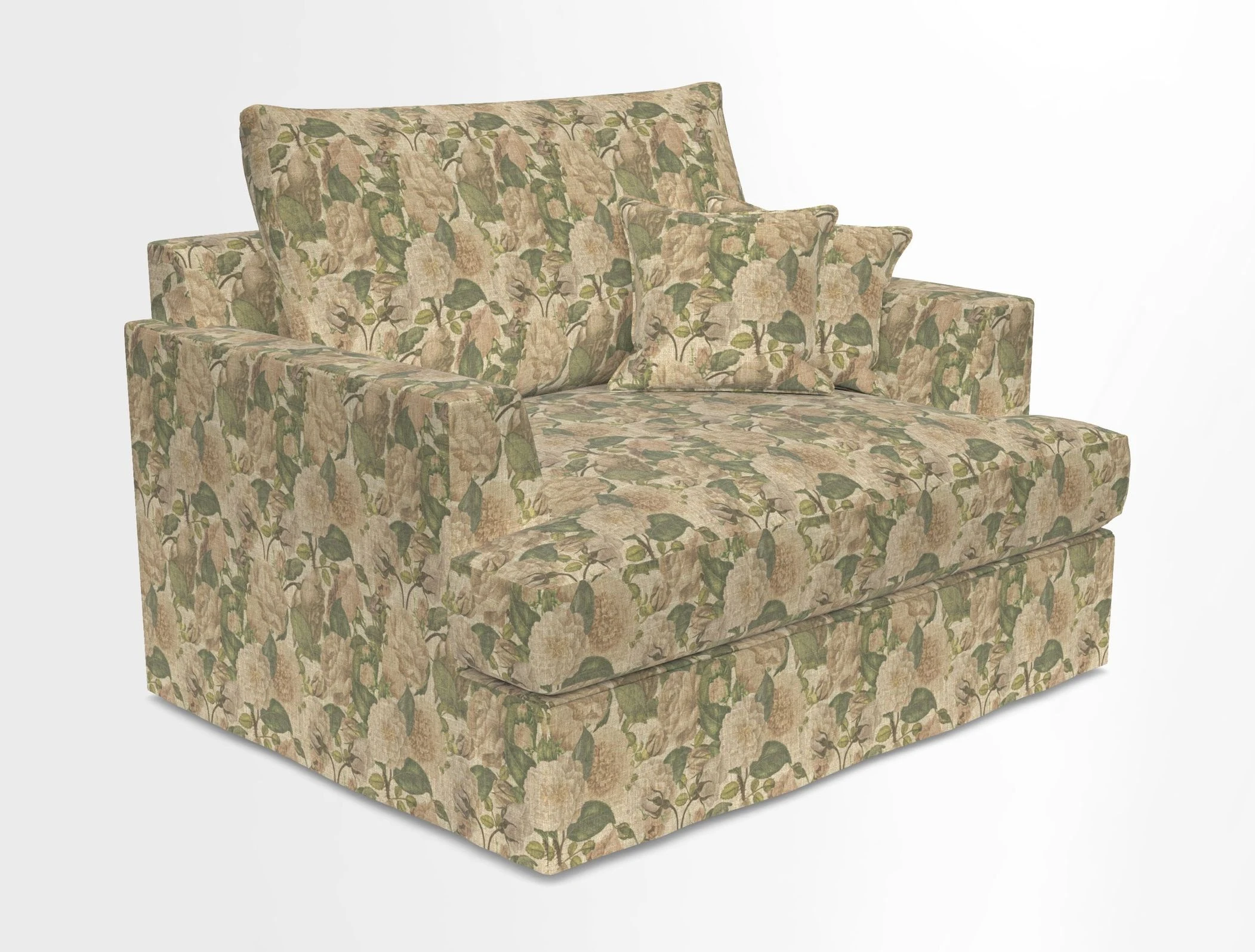 Slingsby Snuggler Fitted Cover Sofa in Two Tone Plain Biscuit.  Loose cover version available