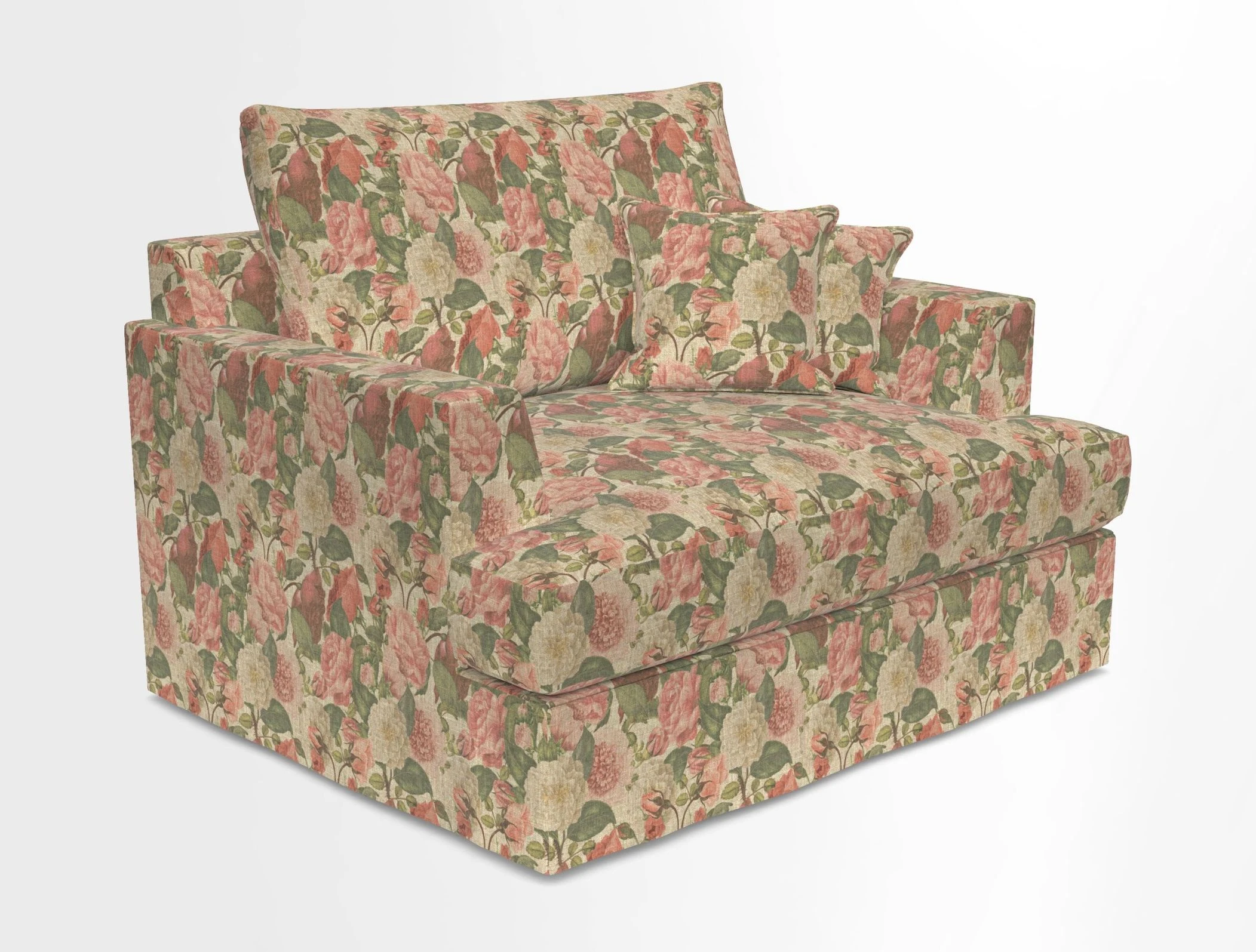 Slingsby Snuggler Fitted Cover Sofa in Two Tone Plain Biscuit.  Loose cover version available