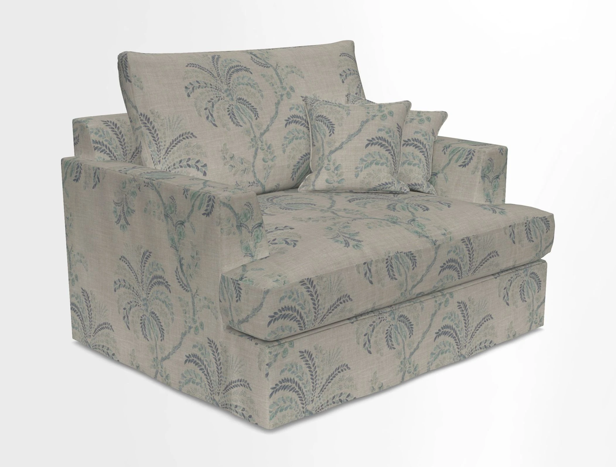 Slingsby Snuggler Fitted Cover Sofa in Two Tone Plain Biscuit.  Loose cover version available