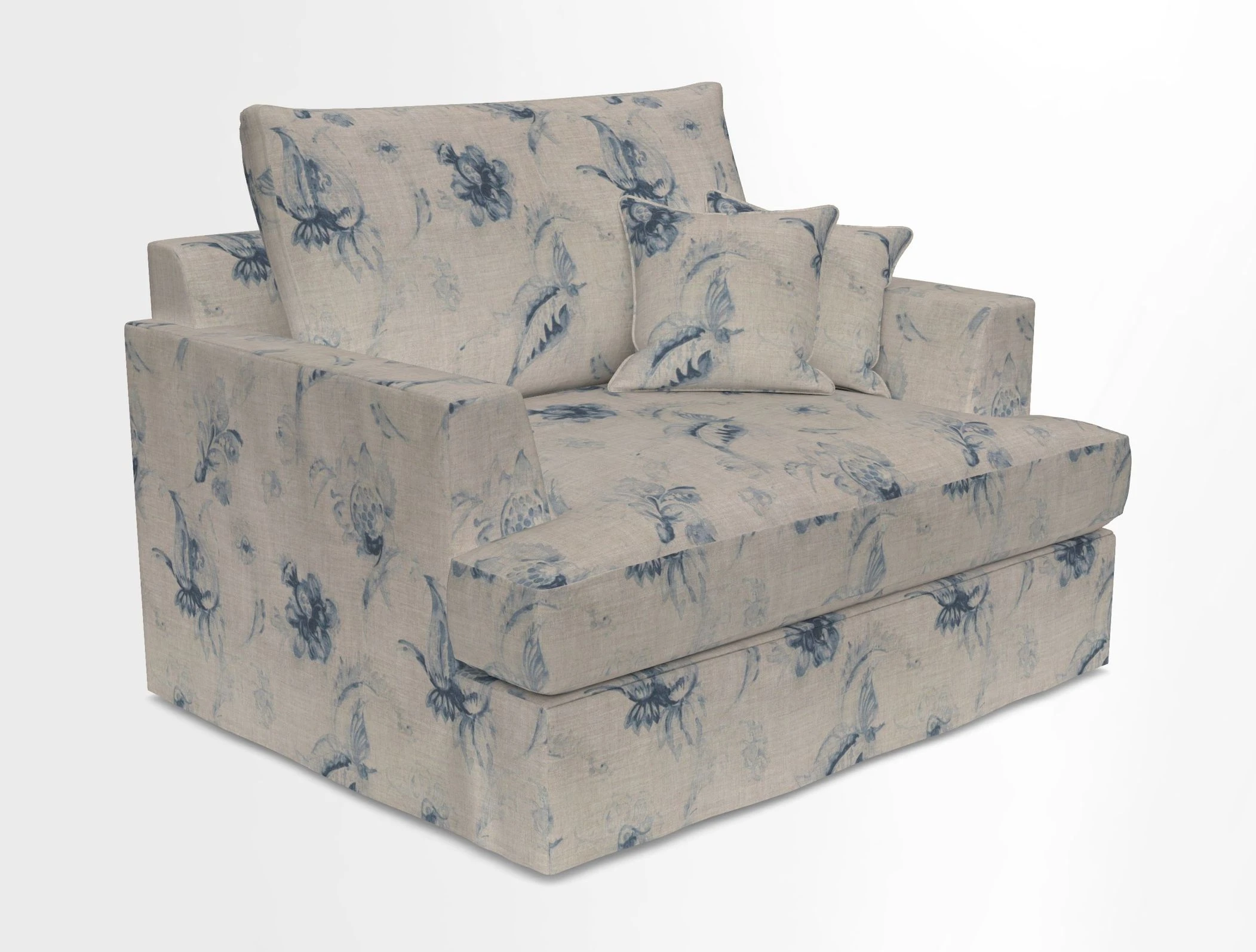 Slingsby Snuggler Fitted Cover Sofa in Two Tone Plain Biscuit.  Loose cover version available