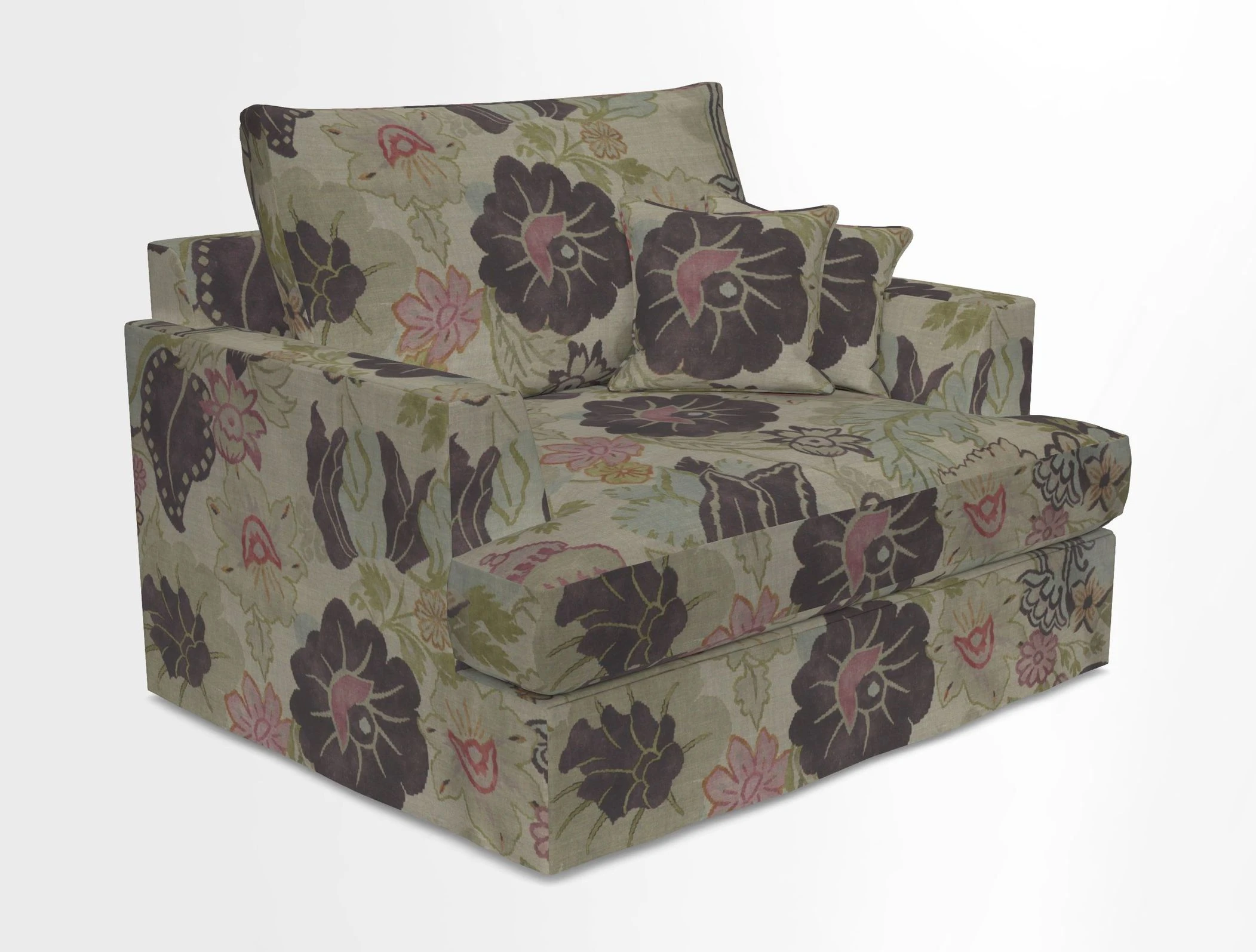 Slingsby Snuggler Fitted Cover Sofa in Two Tone Plain Biscuit.  Loose cover version available
