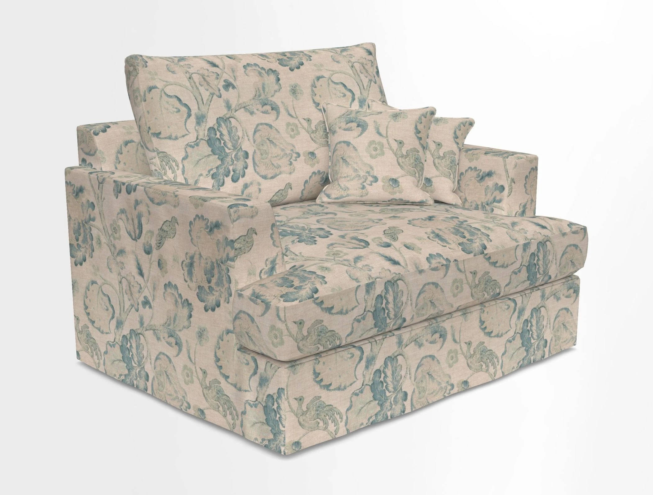 Slingsby Snuggler Fitted Cover Sofa in Two Tone Plain Biscuit.  Loose cover version available