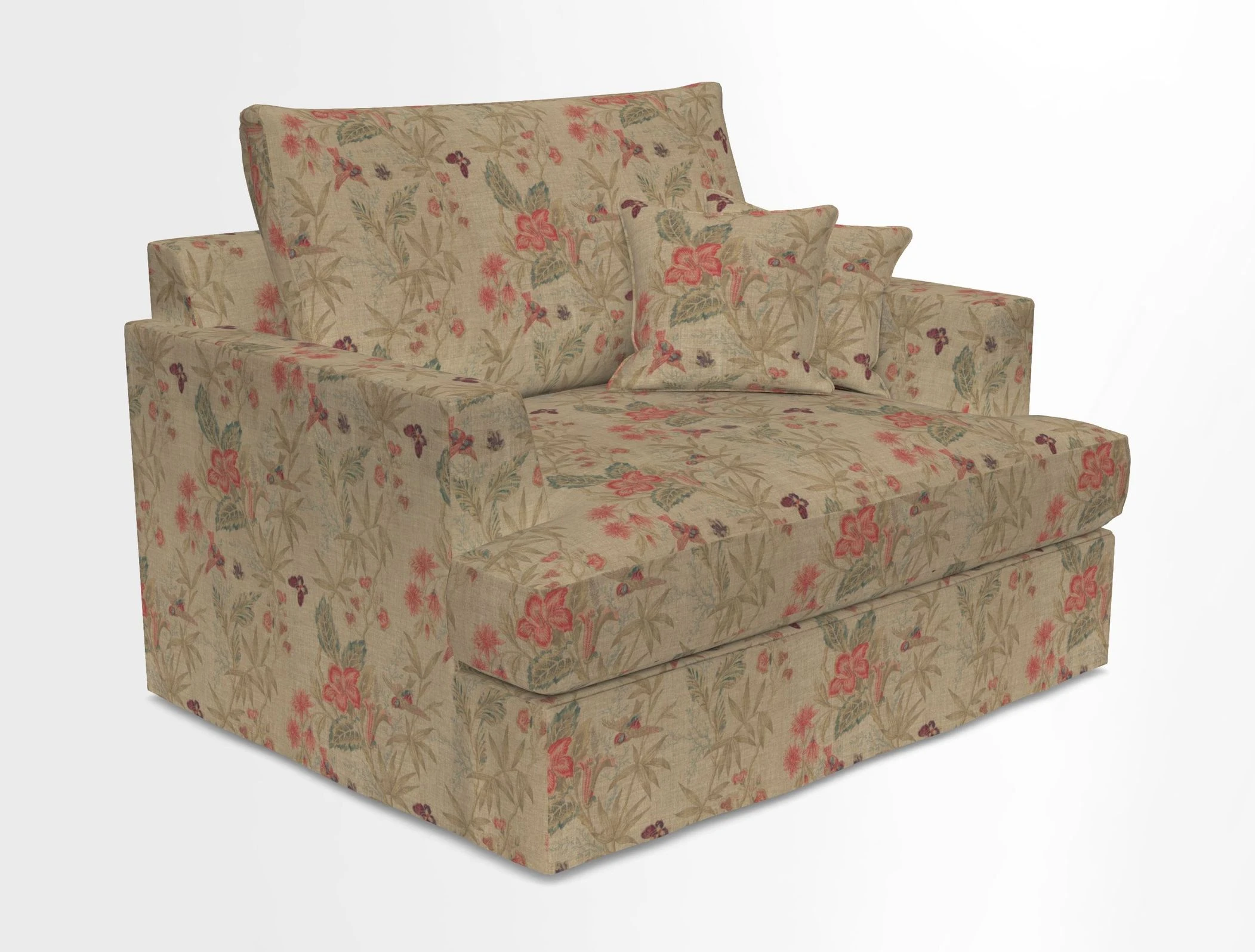 Slingsby Snuggler Fitted Cover Sofa in Two Tone Plain Biscuit.  Loose cover version available