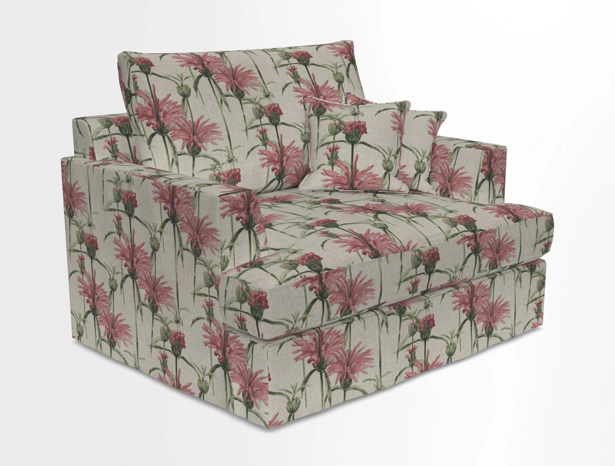 Slingsby Snuggler Fitted Cover Sofa in Two Tone Plain Biscuit.  Loose cover version available