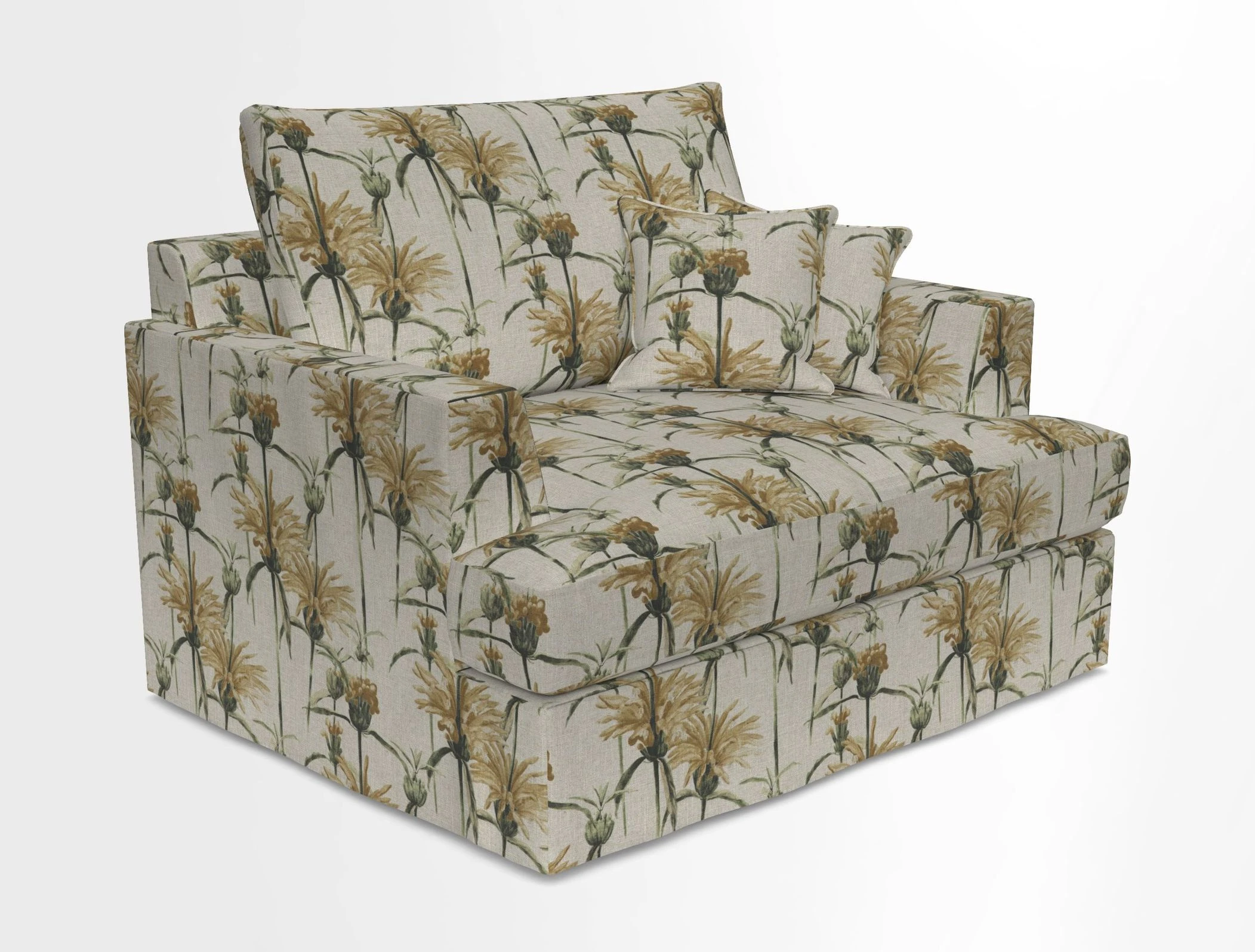Slingsby Snuggler Fitted Cover Sofa in Two Tone Plain Biscuit.  Loose cover version available