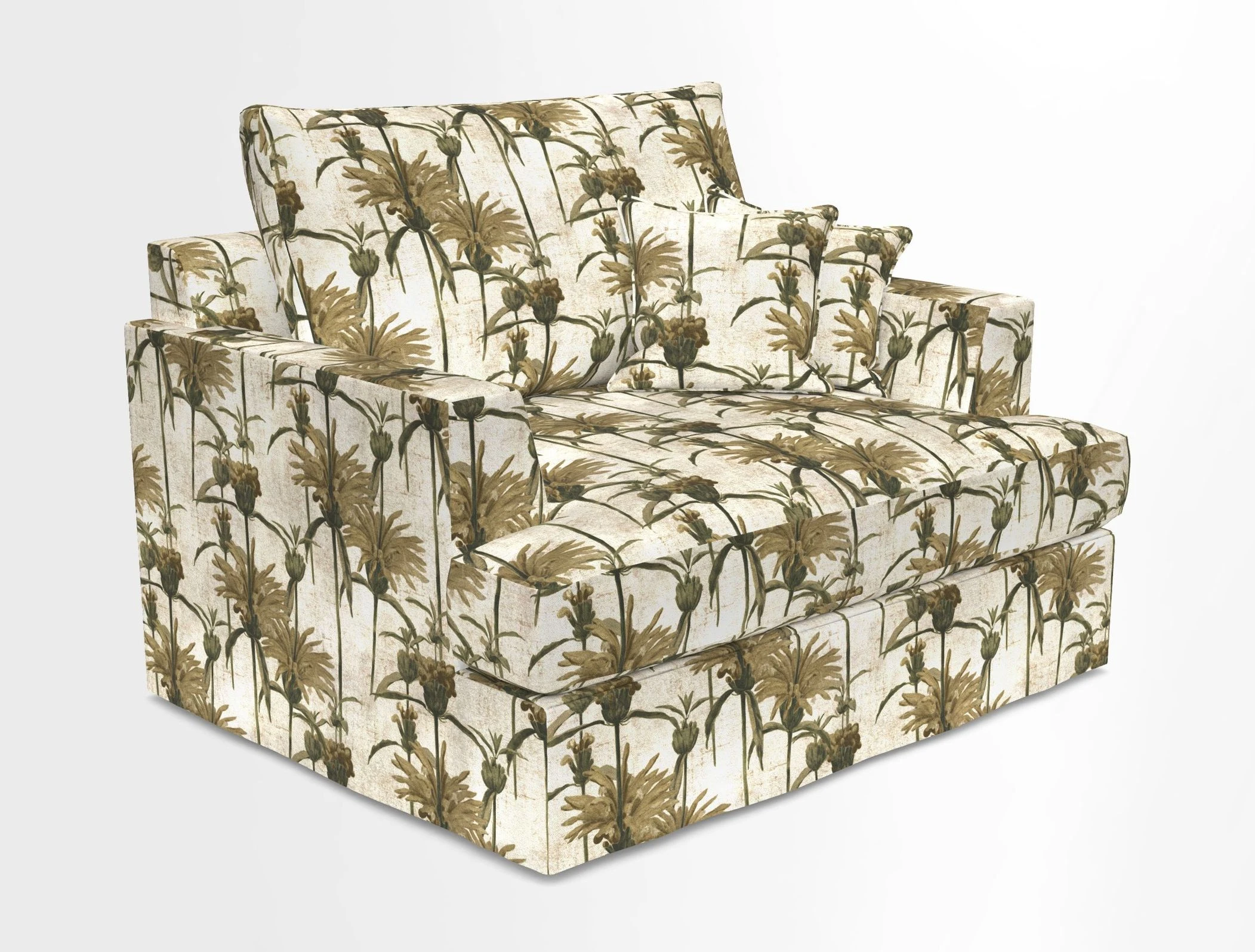 Slingsby Snuggler Fitted Cover Sofa in Two Tone Plain Biscuit.  Loose cover version available