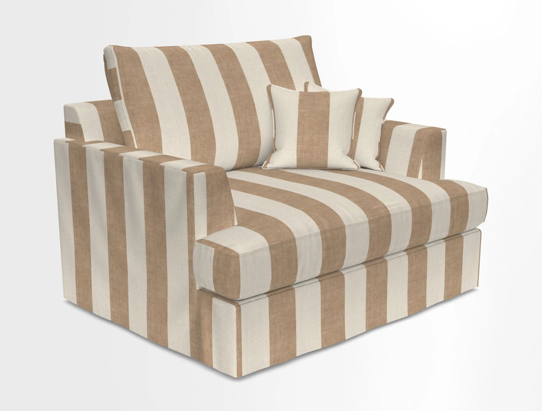 Slingsby Snuggler Fitted Cover Sofa in Two Tone Plain Biscuit.  Loose cover version available