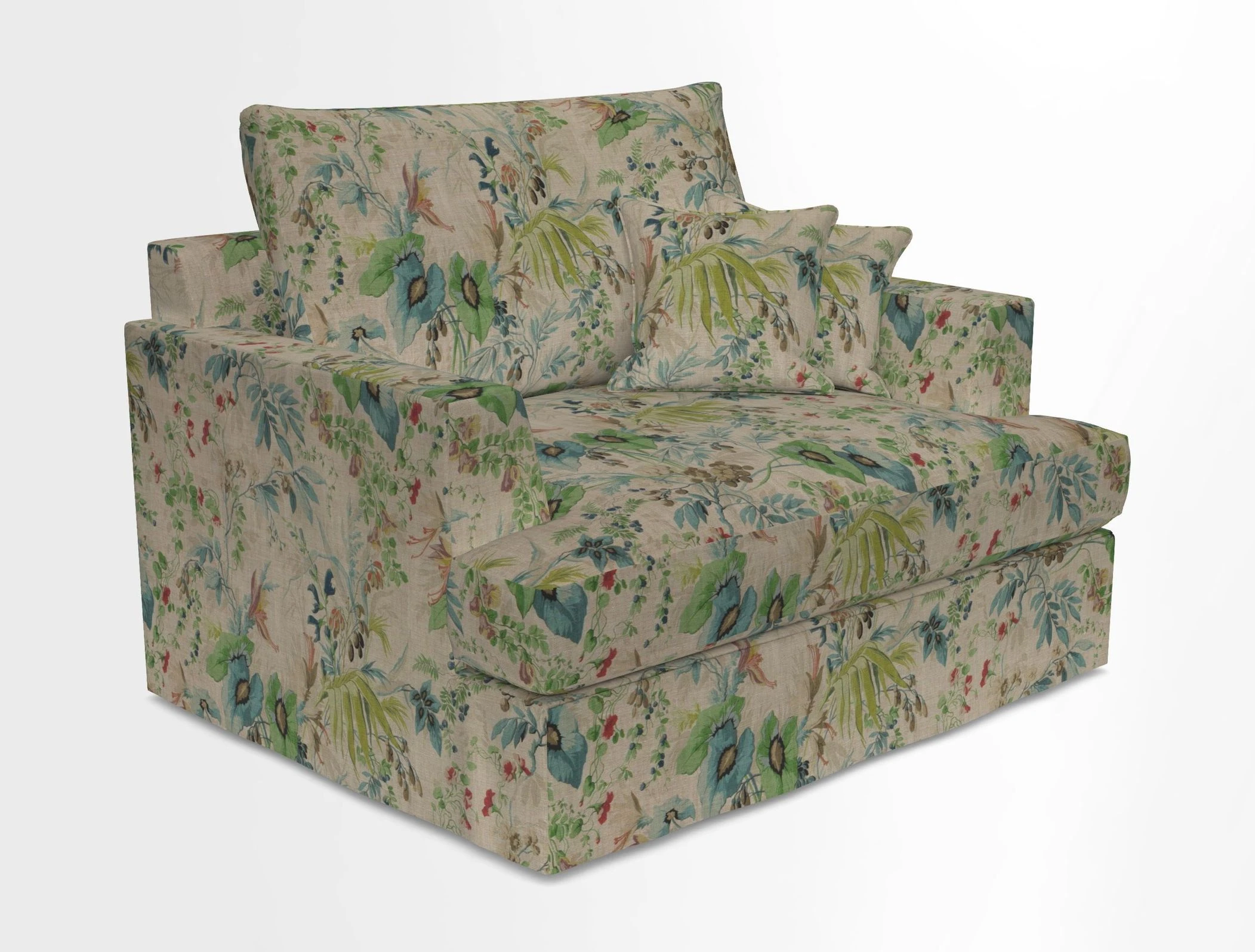Slingsby Snuggler Fitted Cover Sofa in Two Tone Plain Biscuit.  Loose cover version available