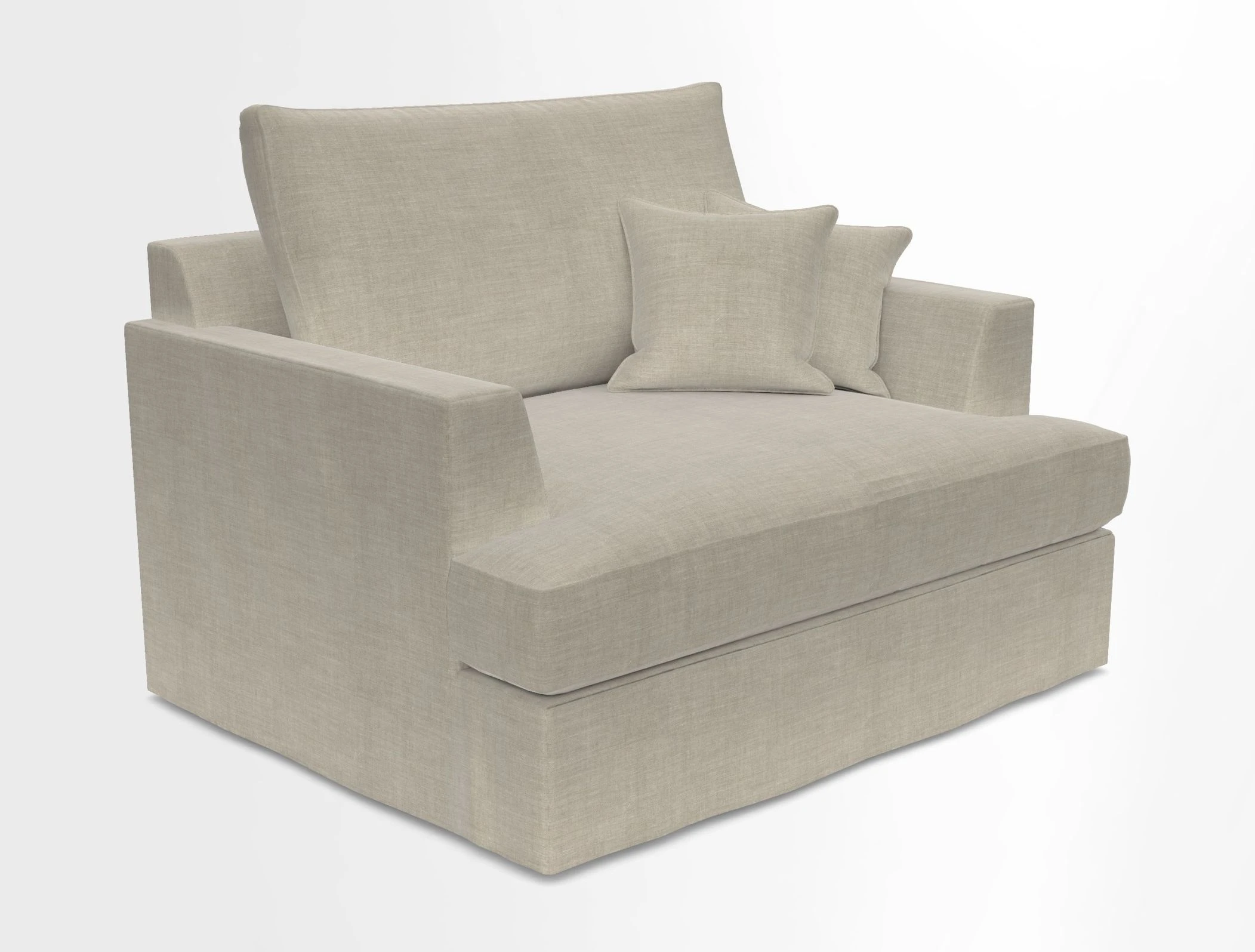 Slingsby Snuggler Fitted Cover Sofa in Two Tone Plain Biscuit.  Loose cover version available
