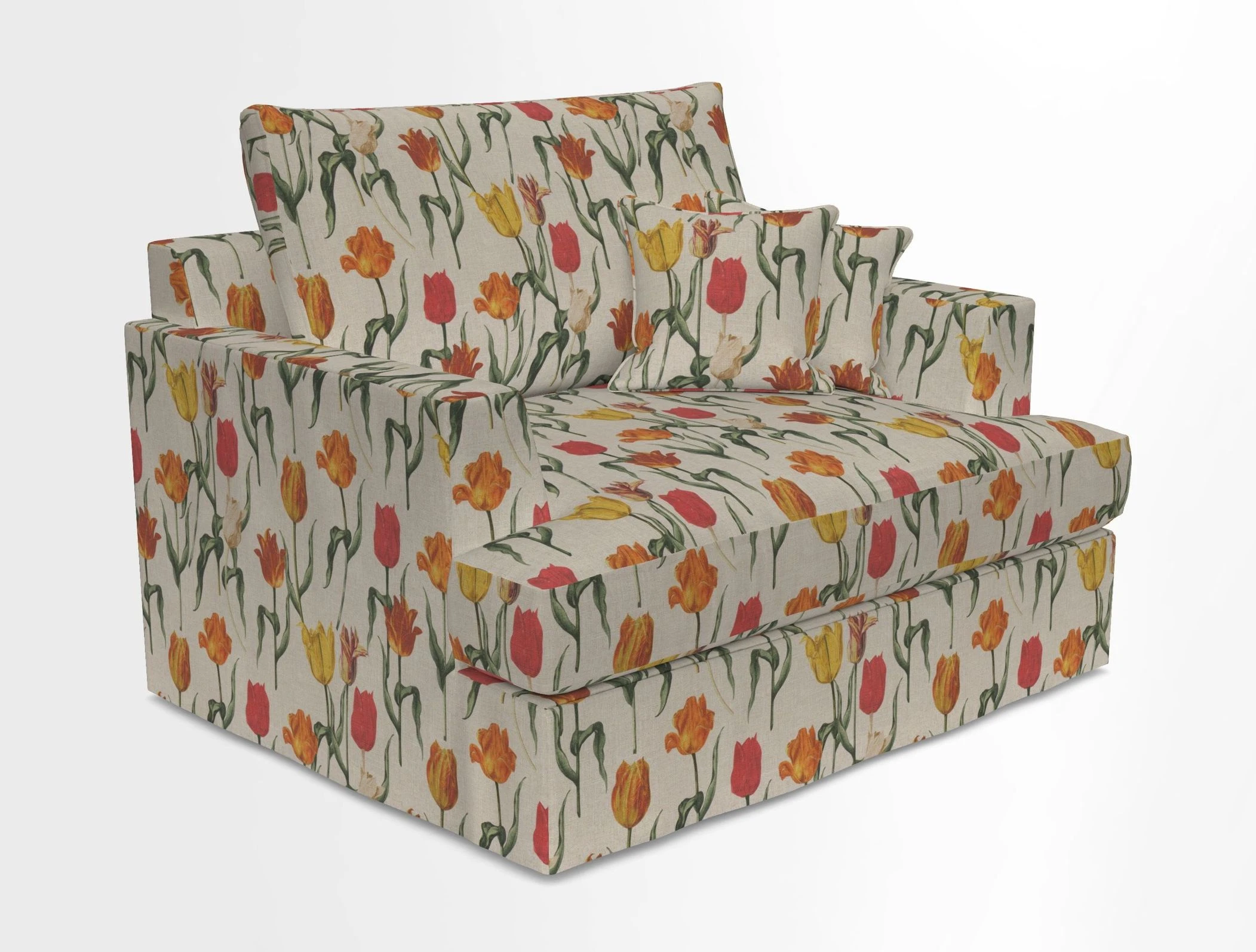Slingsby Snuggler Fitted Cover Sofa in Two Tone Plain Biscuit.  Loose cover version available