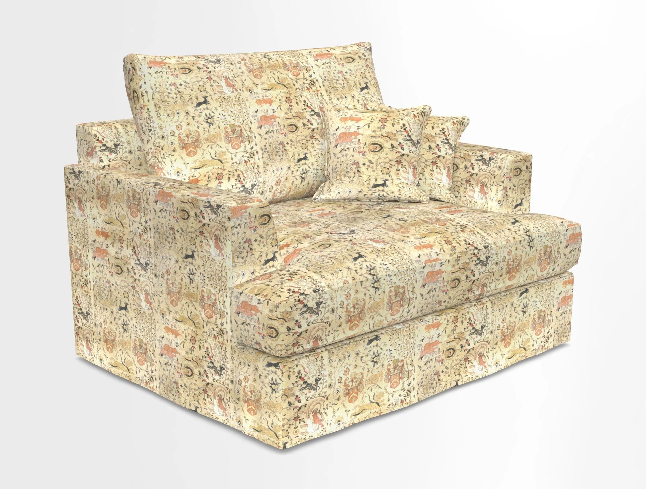 Slingsby Snuggler Fitted Cover Sofa in Two Tone Plain Biscuit.  Loose cover version available