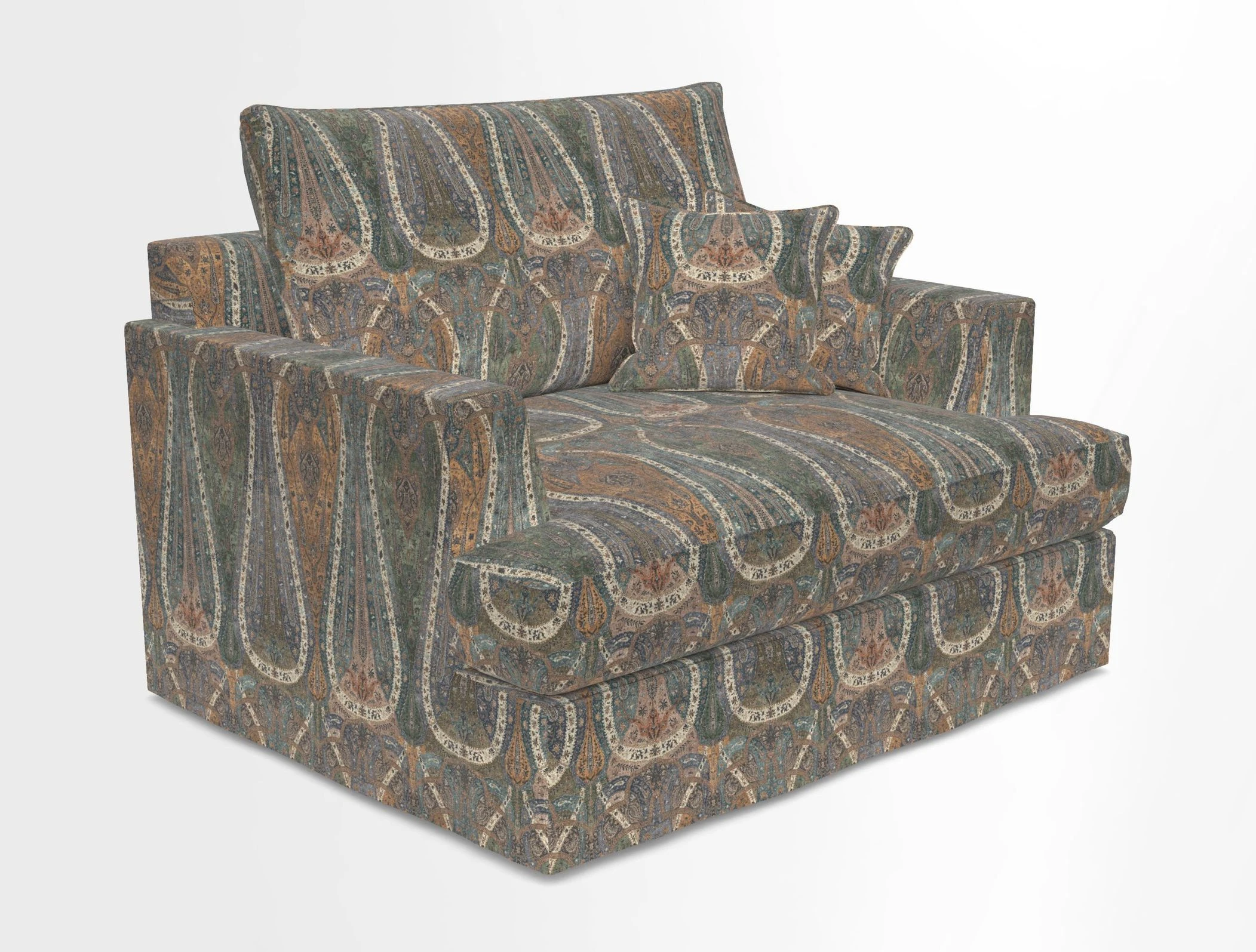 Slingsby Snuggler Fitted Cover Sofa in Two Tone Plain Biscuit.  Loose cover version available